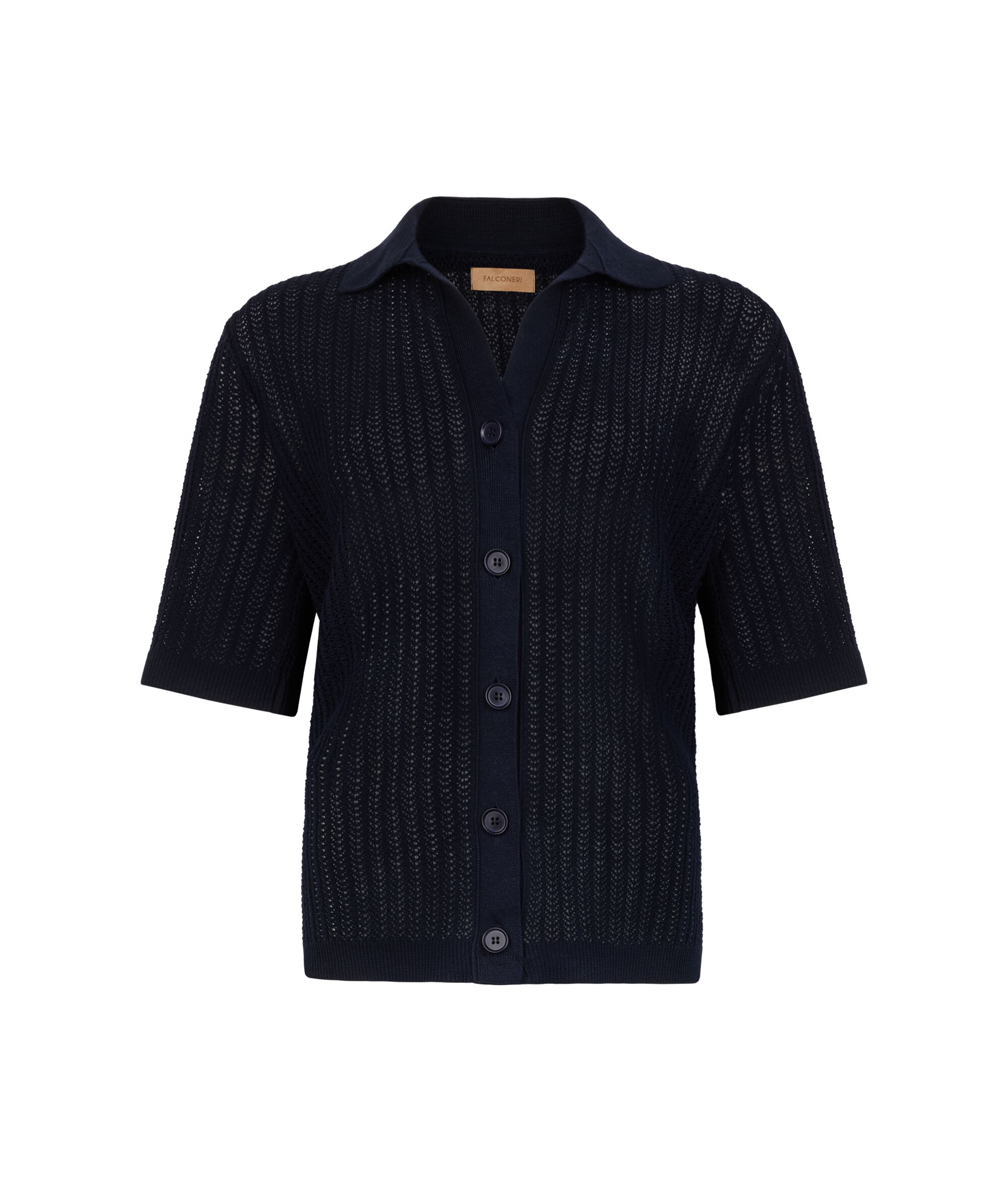 Hemdbluse mit geripptem Lochmuster aus Baumwolle