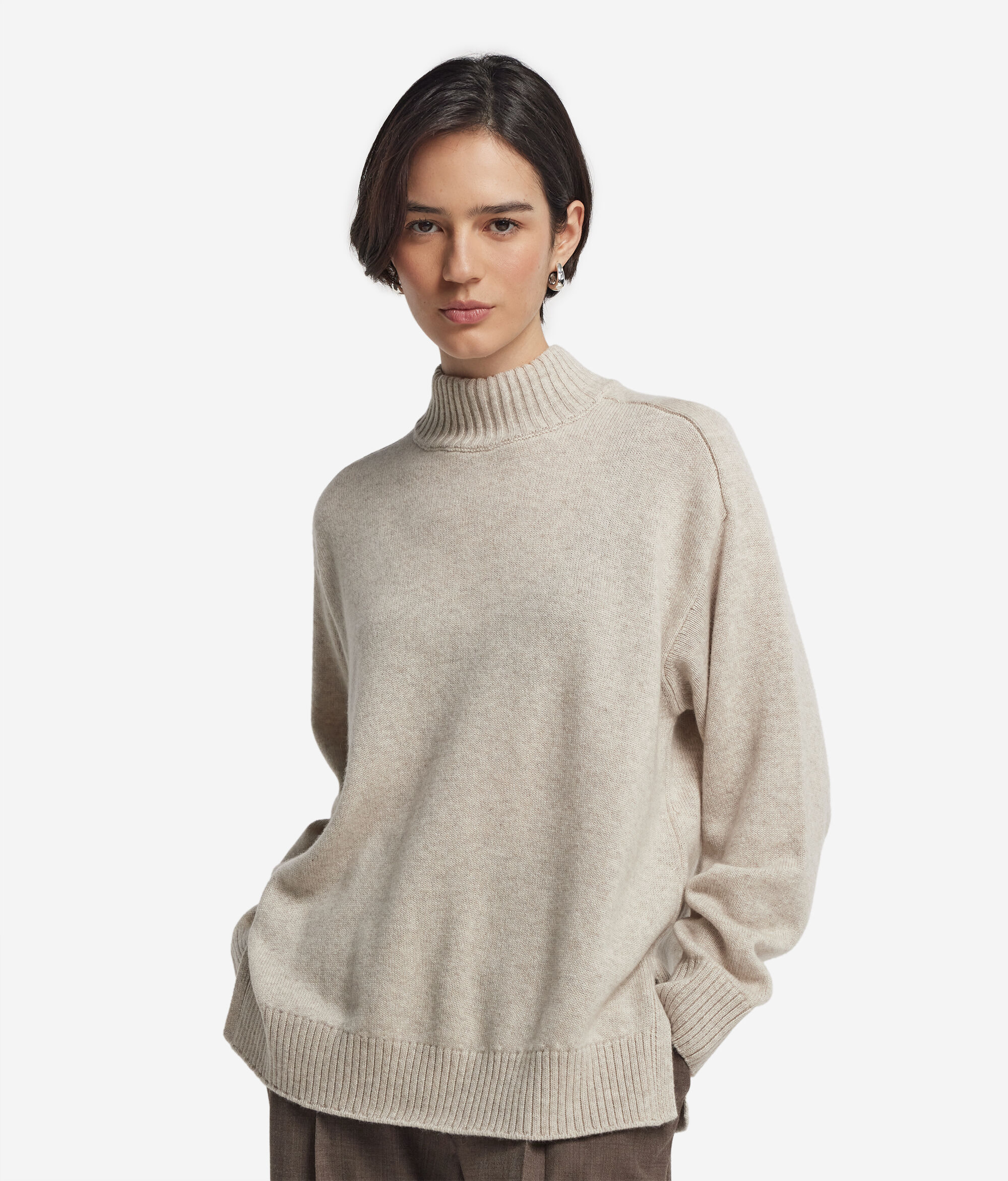 Stehkragenpullover aus Kaschmir Ultrasoft mit Sattelschulter