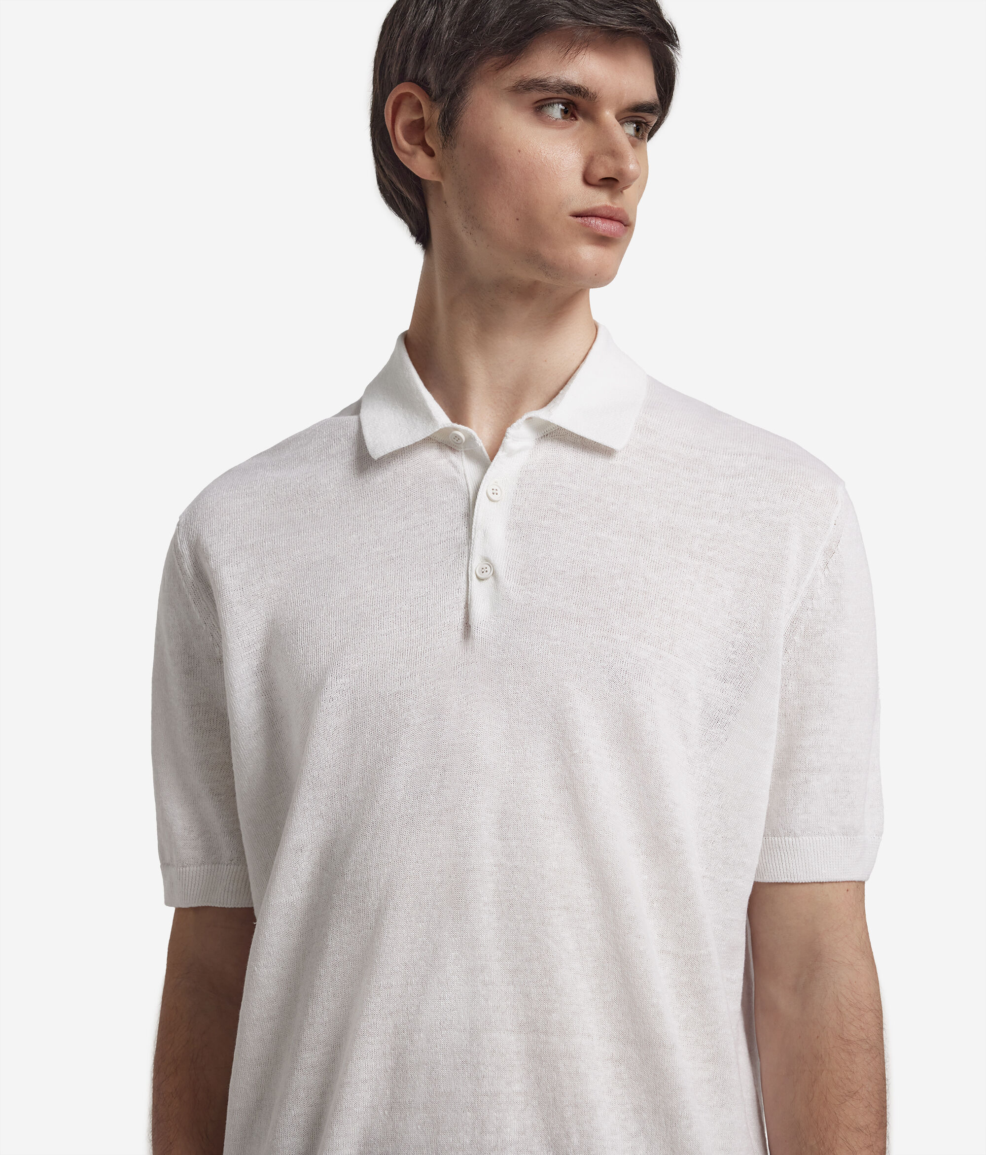 Short-Sleeve Linen Cotton Polo Shirt