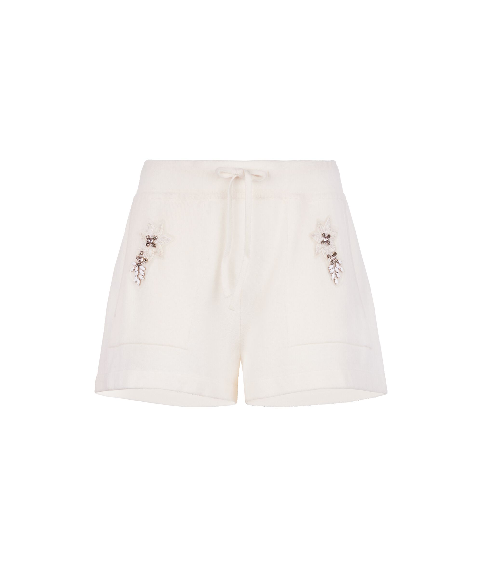 Shorts con ricamo floreale in Cashmere Ultrasoft
