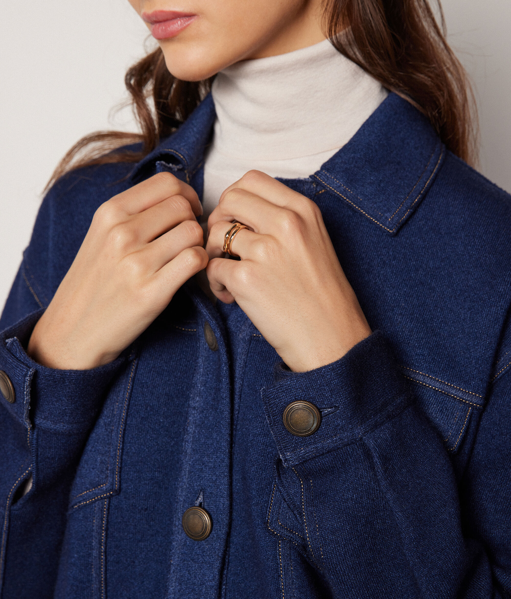 Blouson en cachemire avec surpiqûres