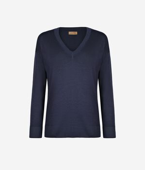 V-Neck Cashmere Jumper with Slits