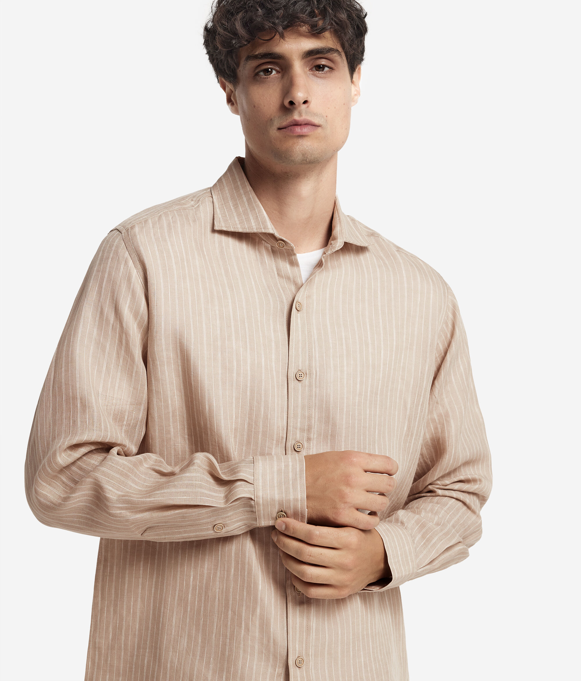 Camisa con rayas diplomáticas de lino