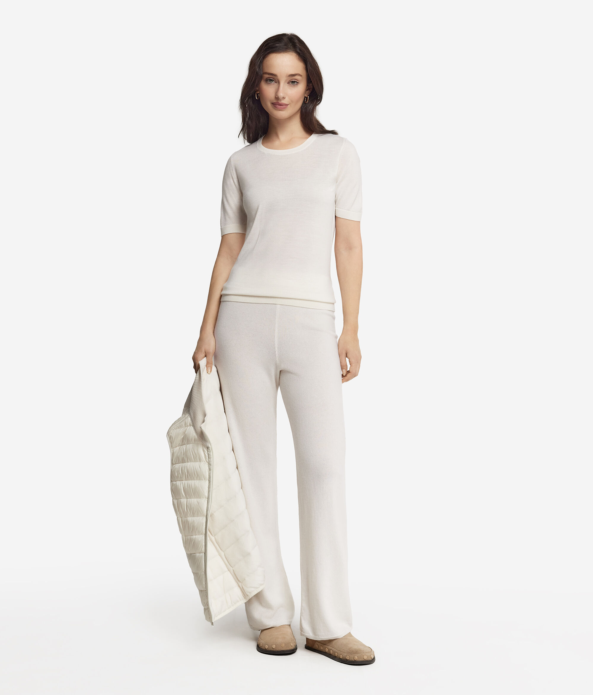 Short-Sleeved Round-Neck Ultrafine Cashmere Top