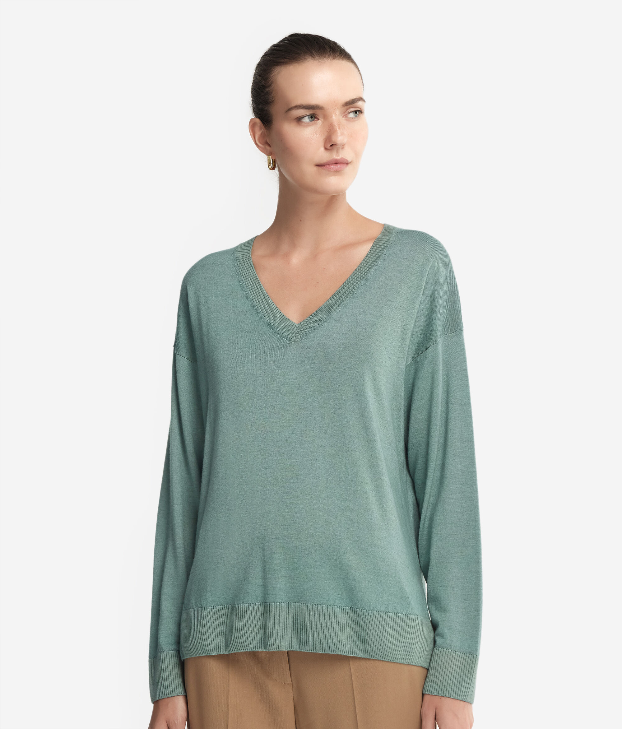 Cashmere V-Neck Sweater with Slits
