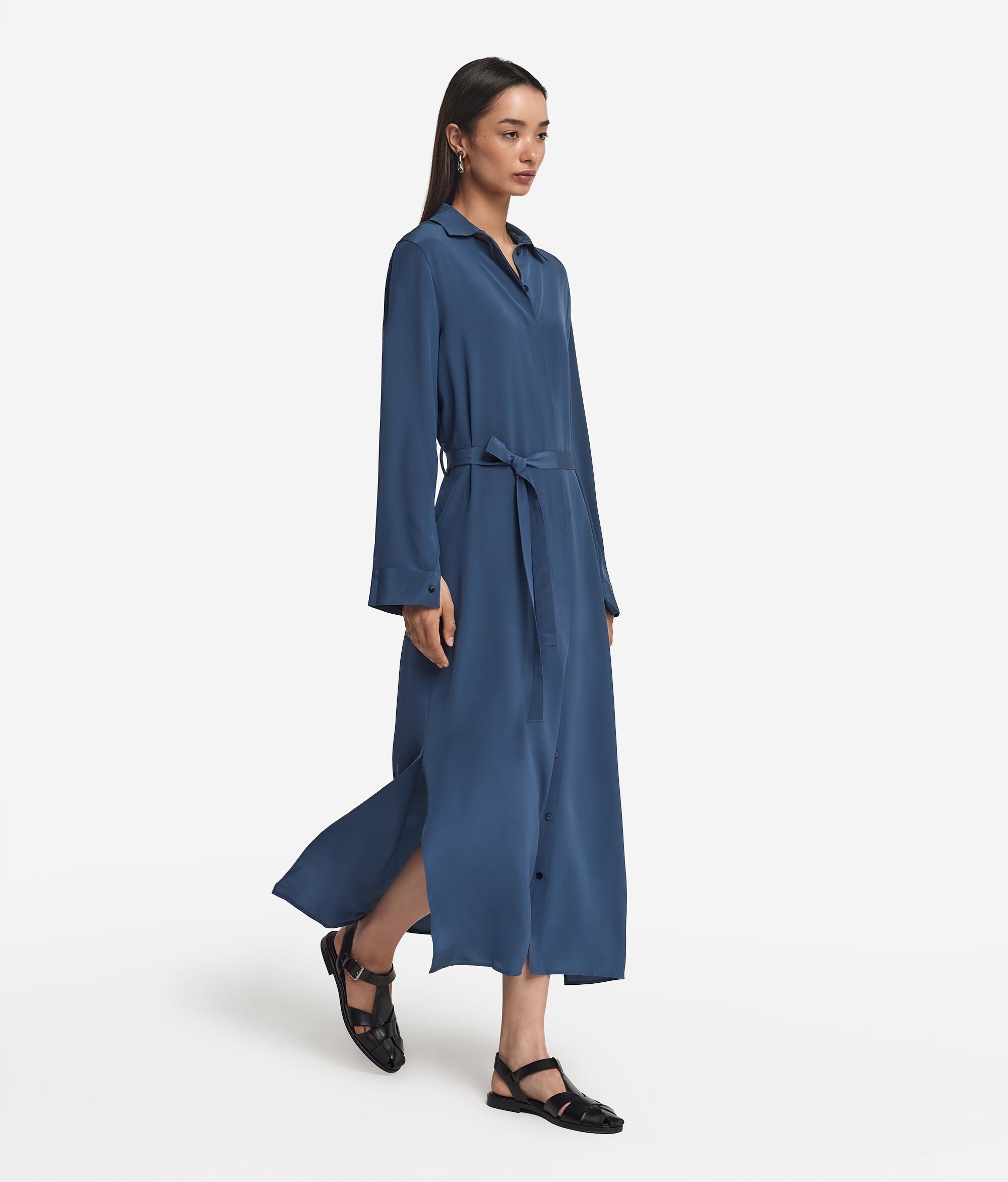 Robe chemisier imprimée en soie