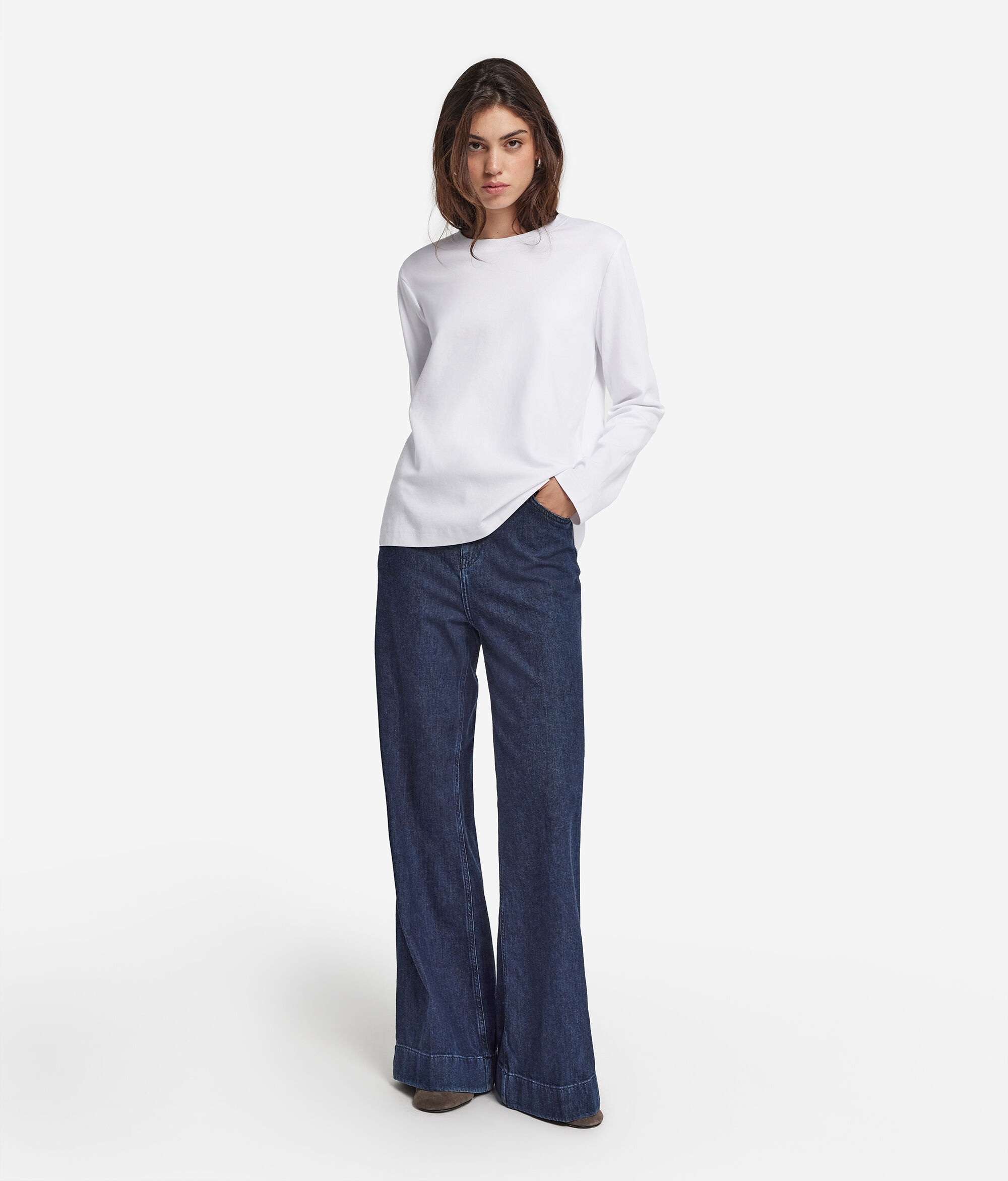 Camisola de Decote Redondo em Algodão