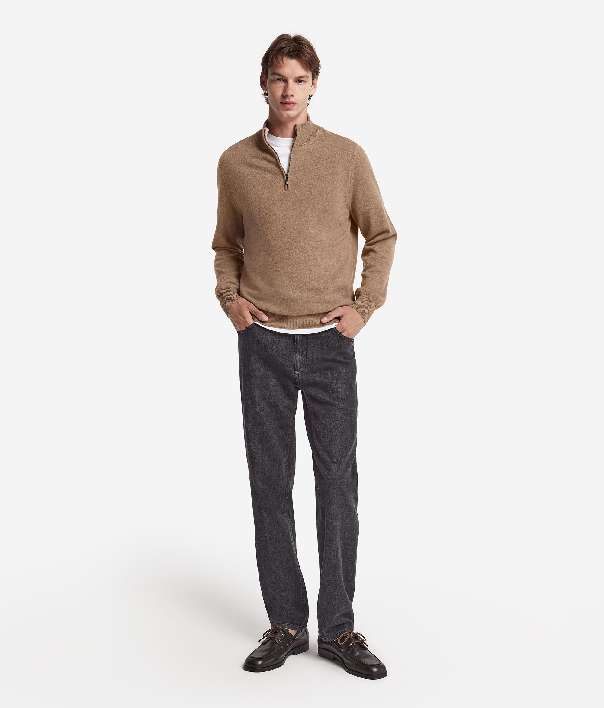 Herren-Pullover mit Reißverschluss aus Kaschmir Ultrasoft
