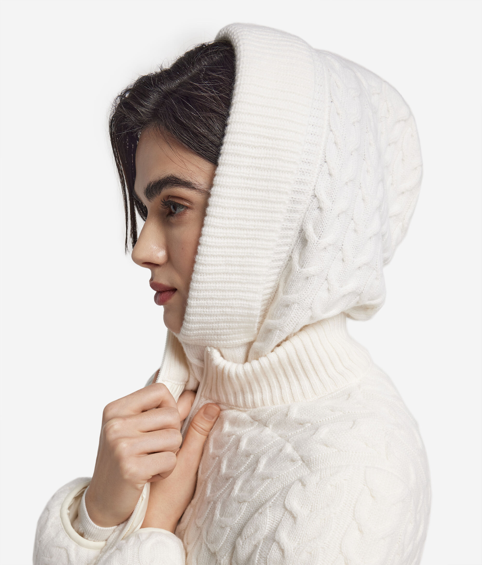 Κουκούλα από Ultrasoft Cashmere με πλεκτό σχέδιο