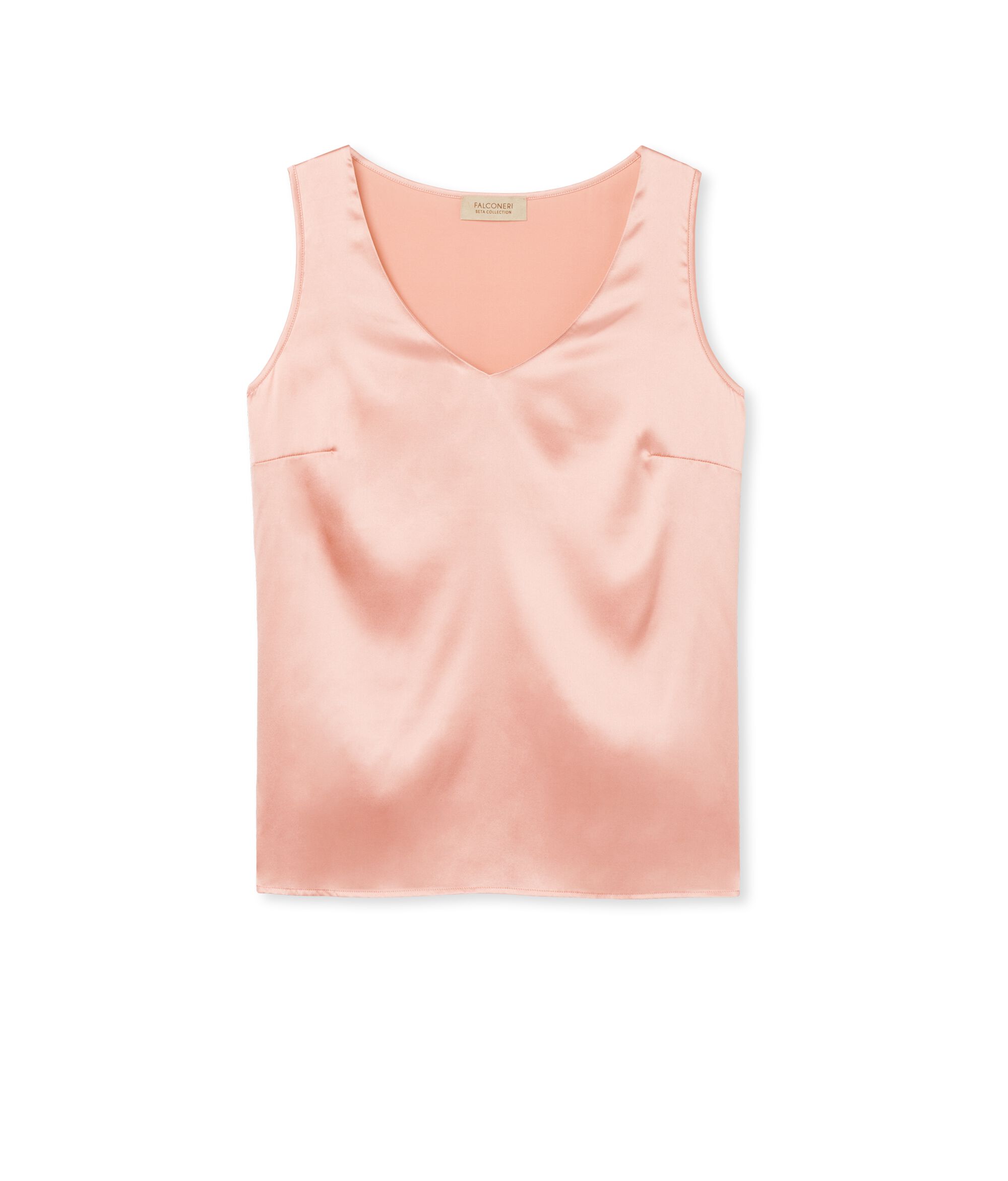 Camiseta sin mangas con cuello pico de seda