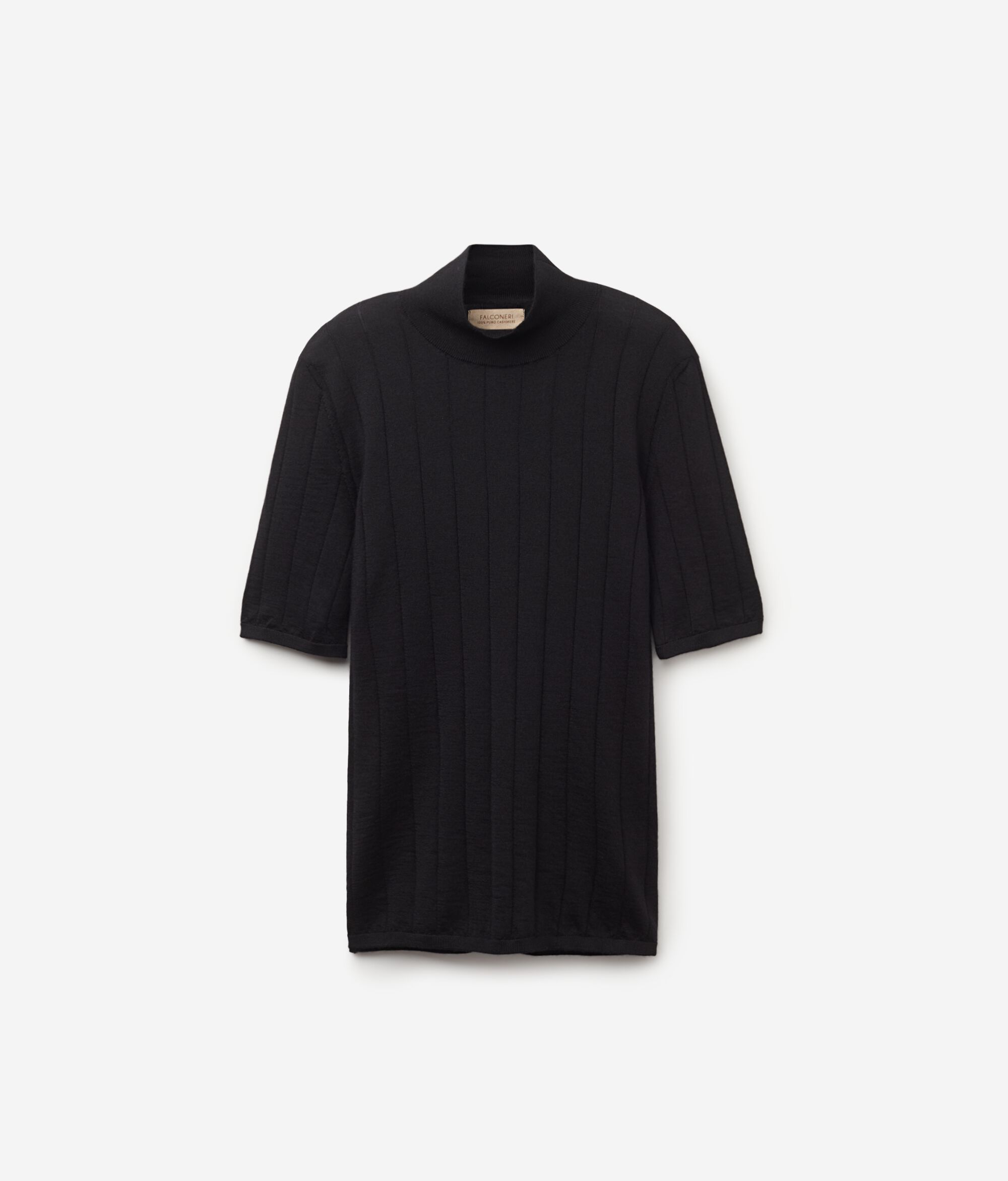 Джемпер с коротким рукавом из ультратонкого кашемира в рубчик