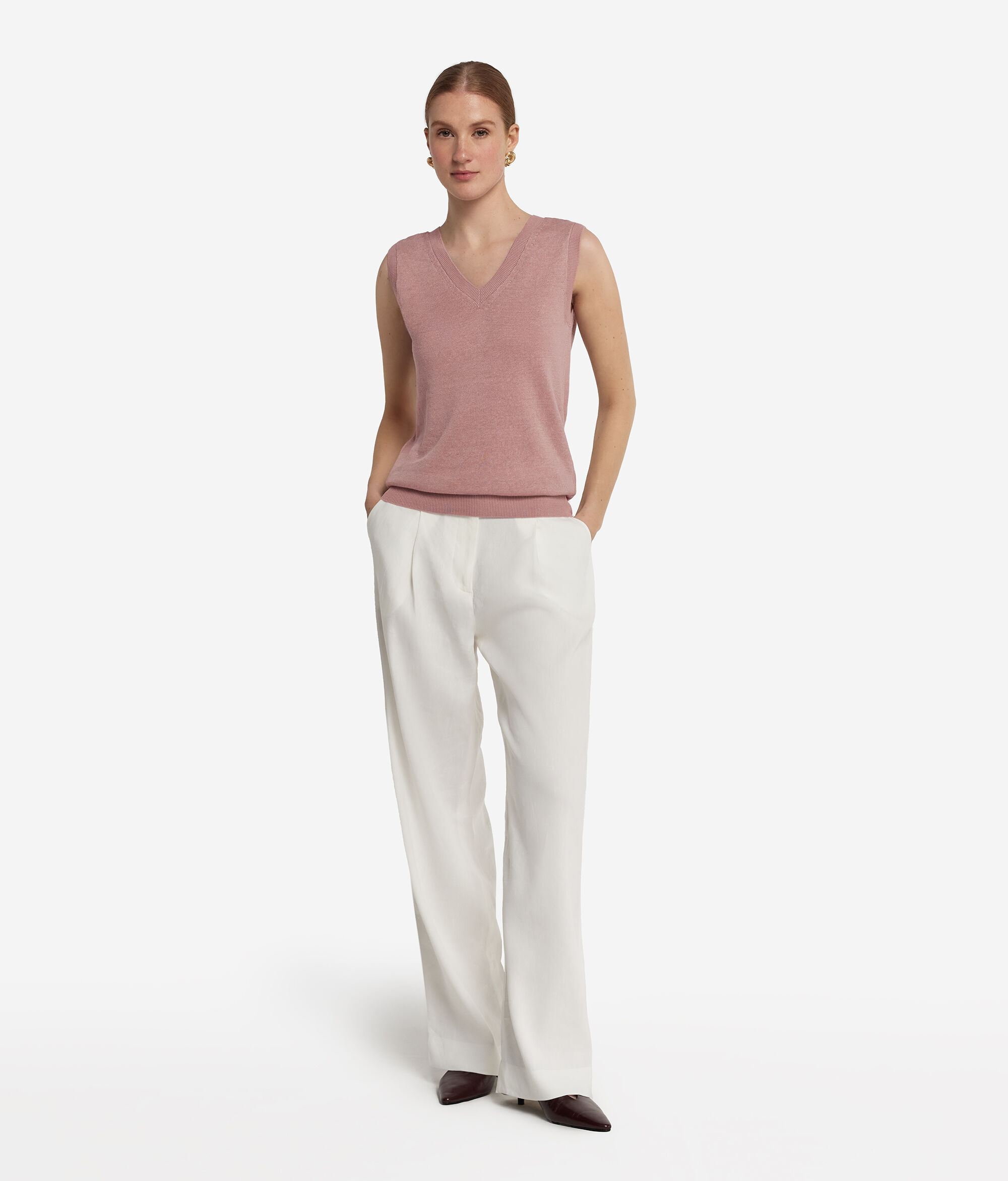 Linen cotton V-neck camisole