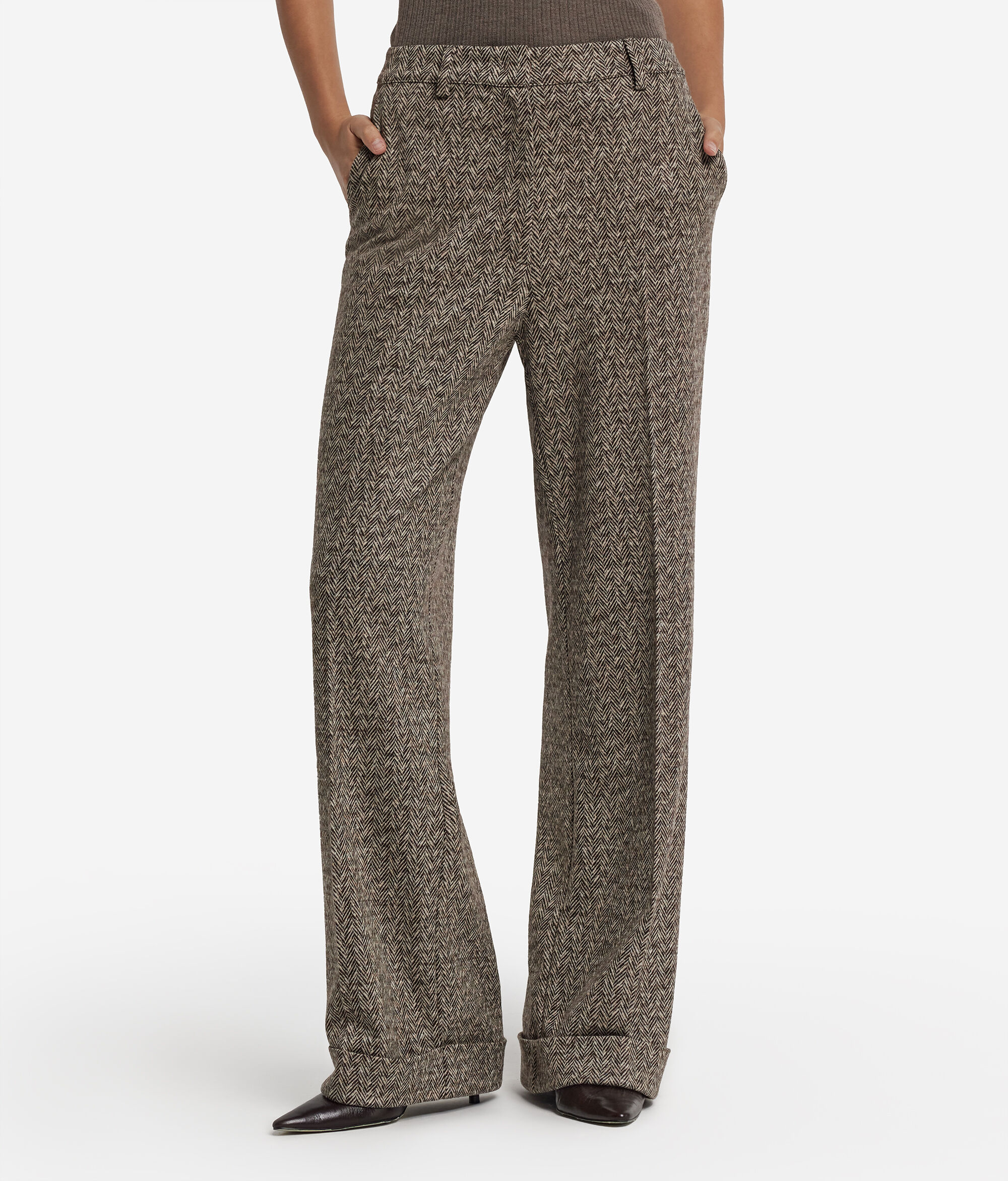 Pantalone in lana spinata