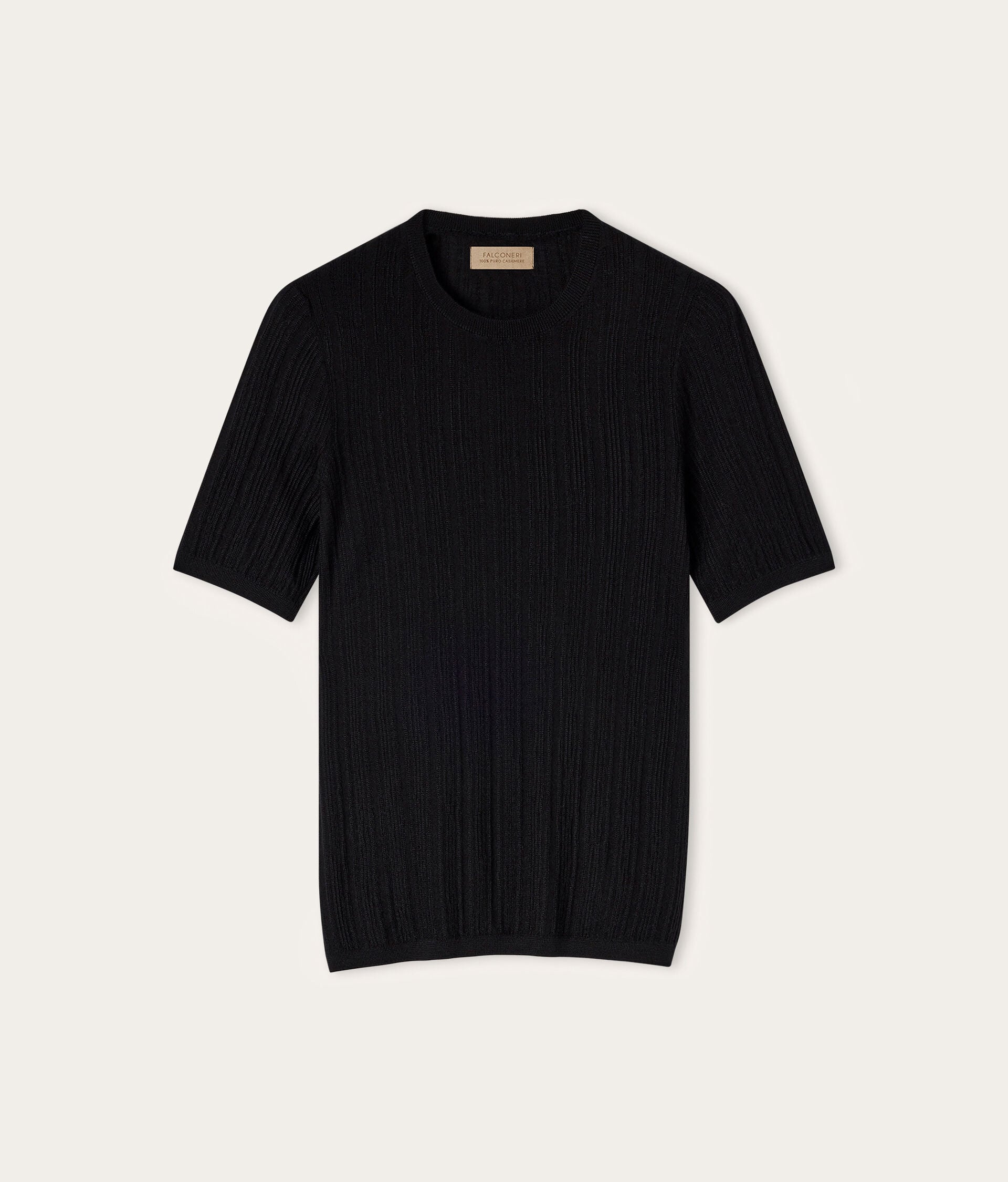 Mixed-rib knit cashmere sweater