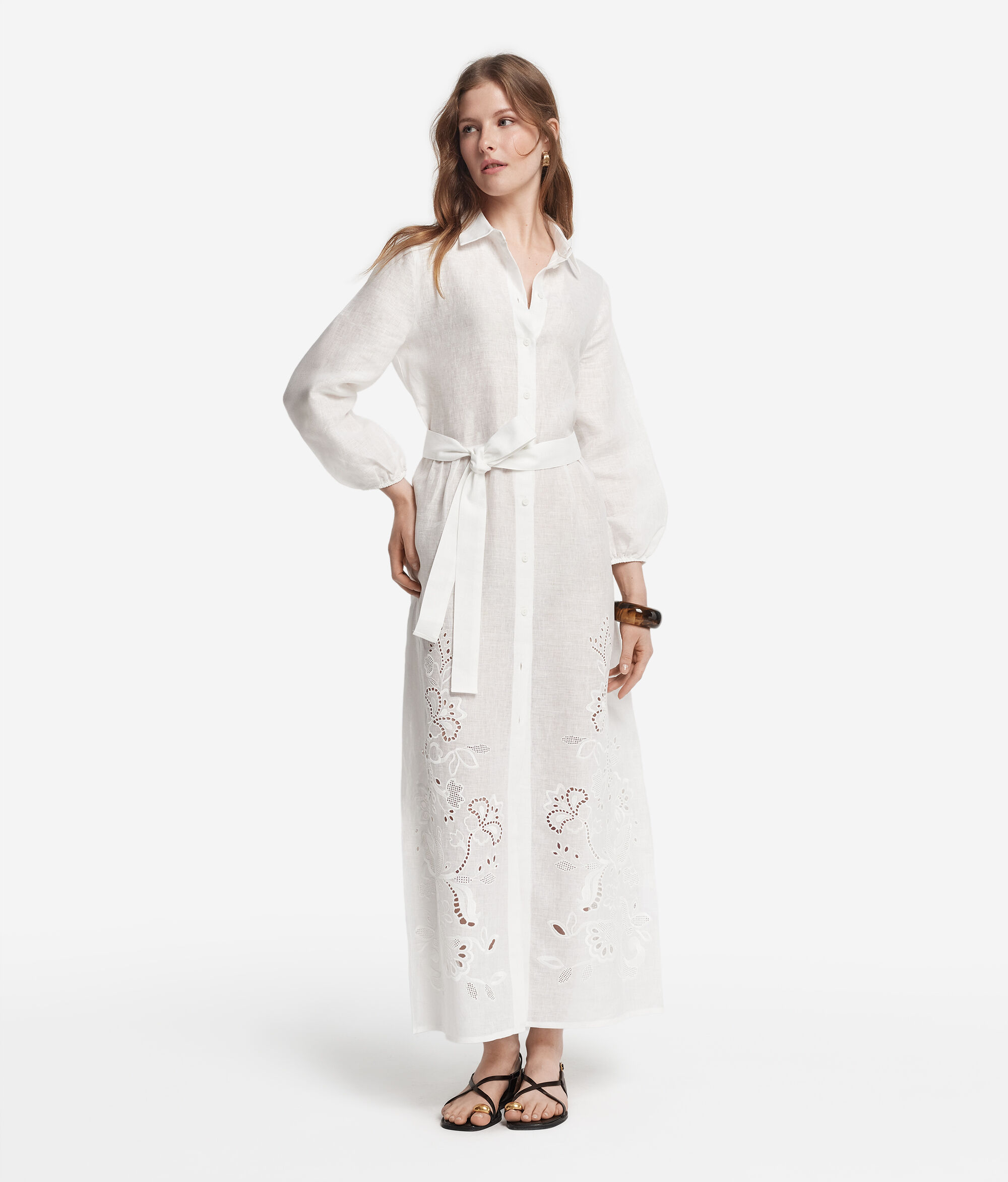 Embroidered linen dress