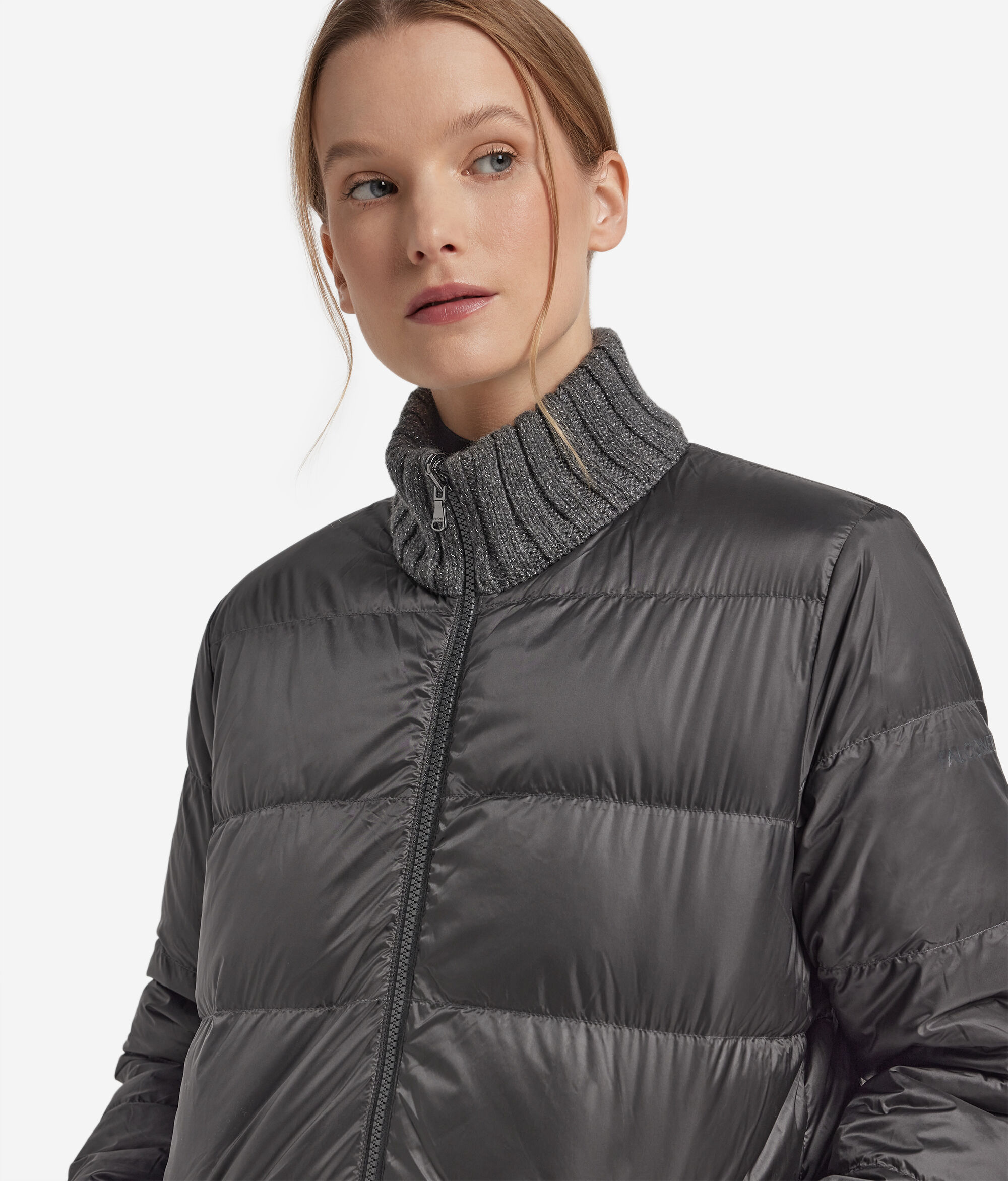 Двусторонний пуховик из кашемира с нитью ламе