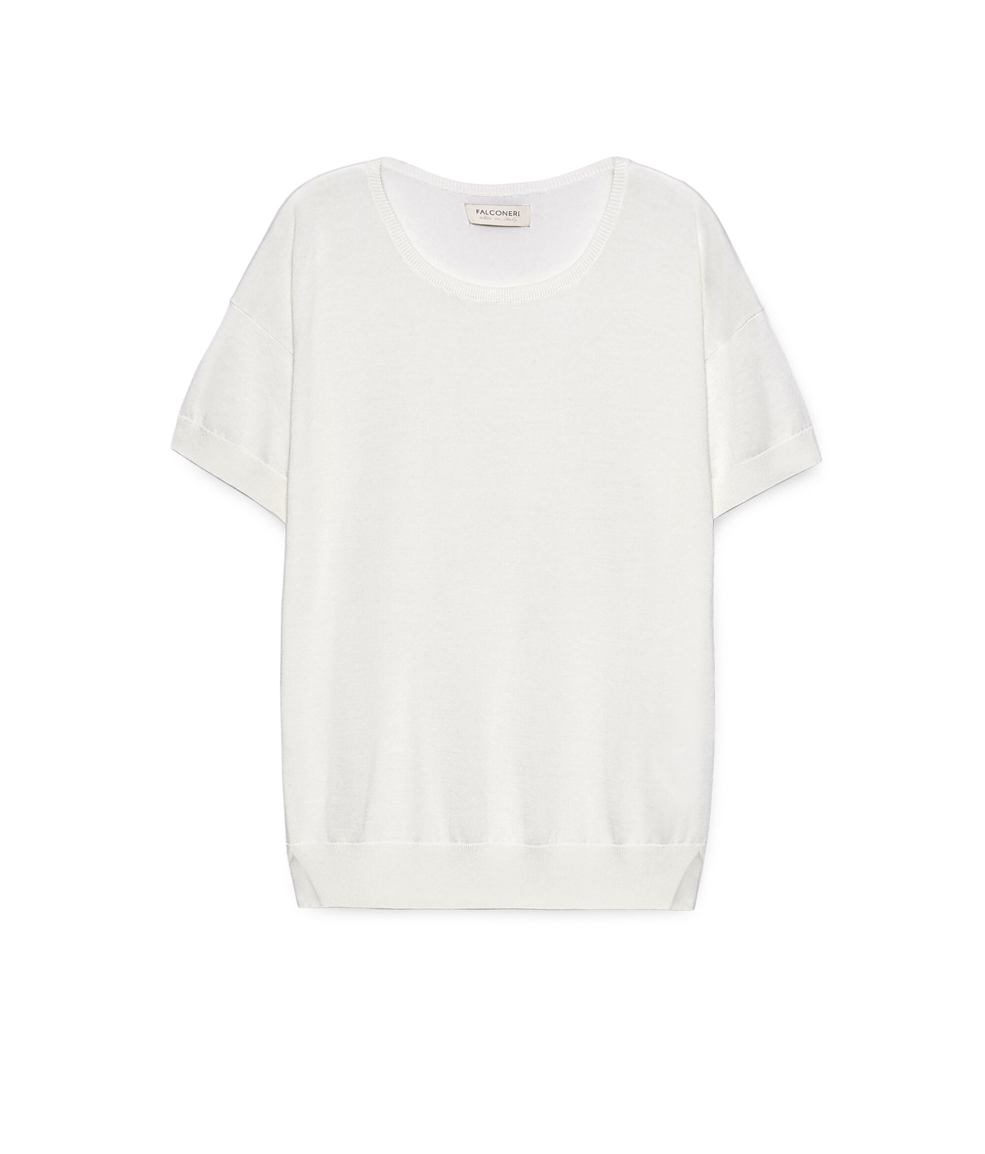 Maglia Girocollo in Seta e Cotone Colore Bianco