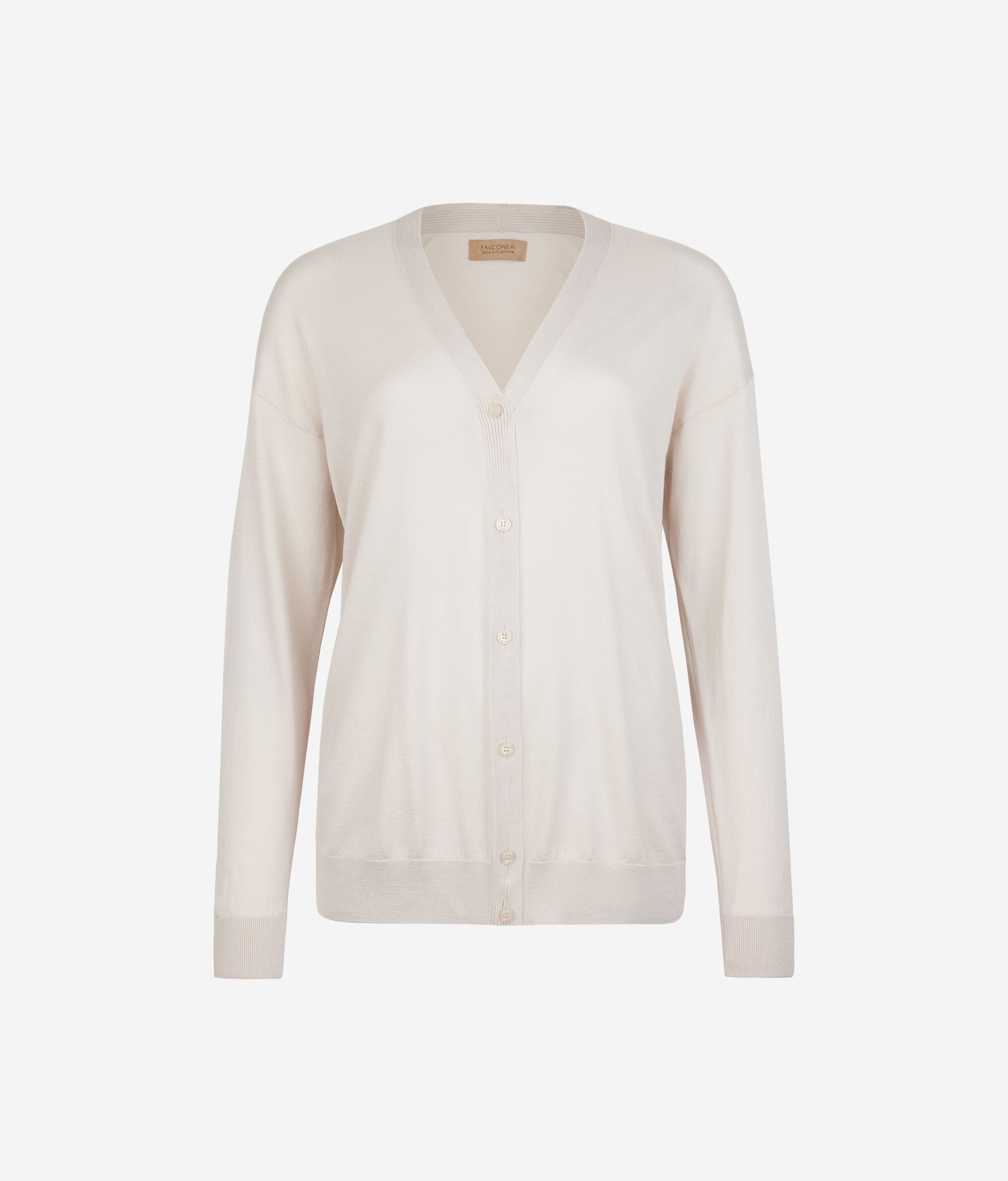 Long-Sleeve Silk Cotton Blend Cardigan