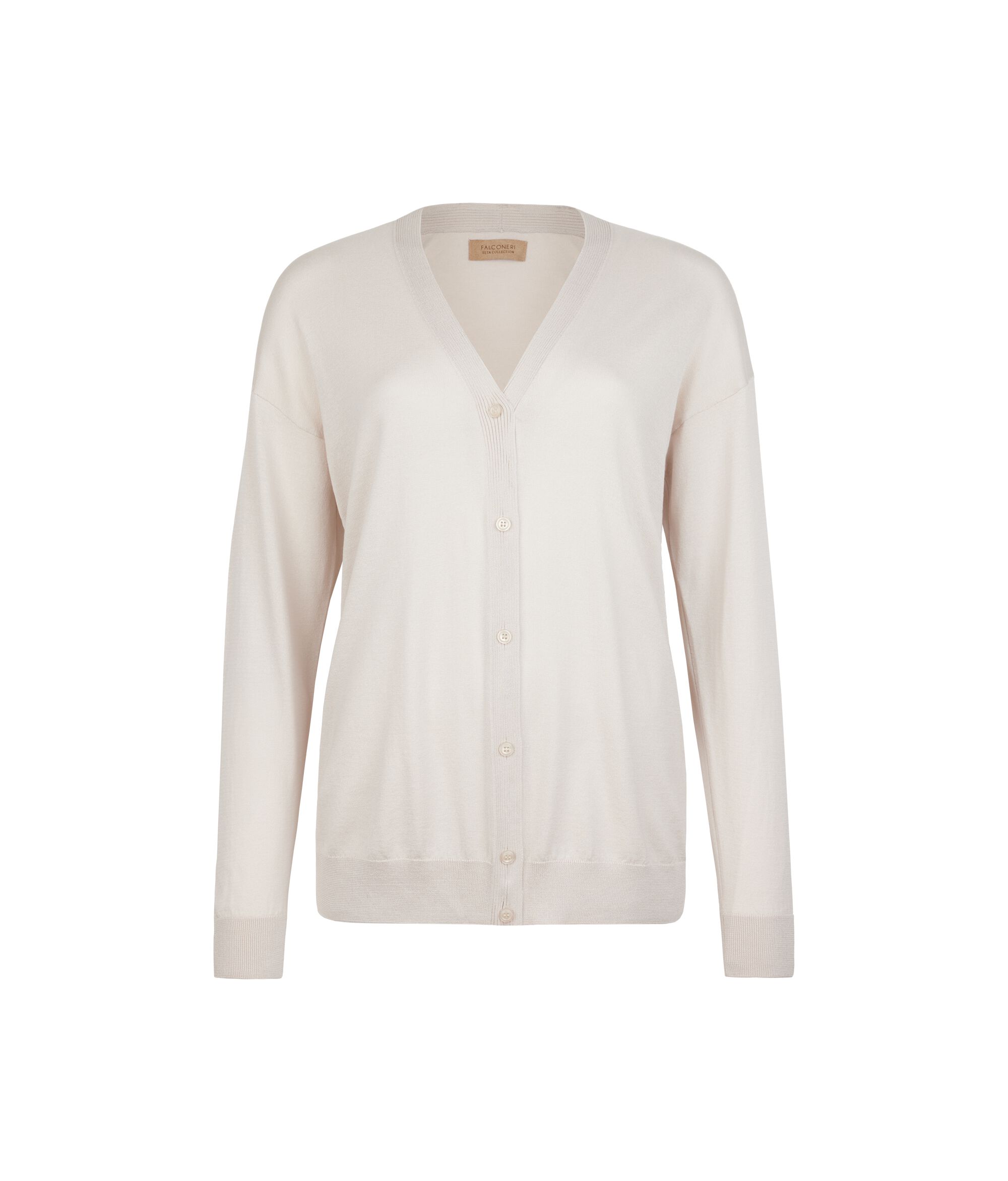 Long-Sleeve Silk Cotton Blend Cardigan