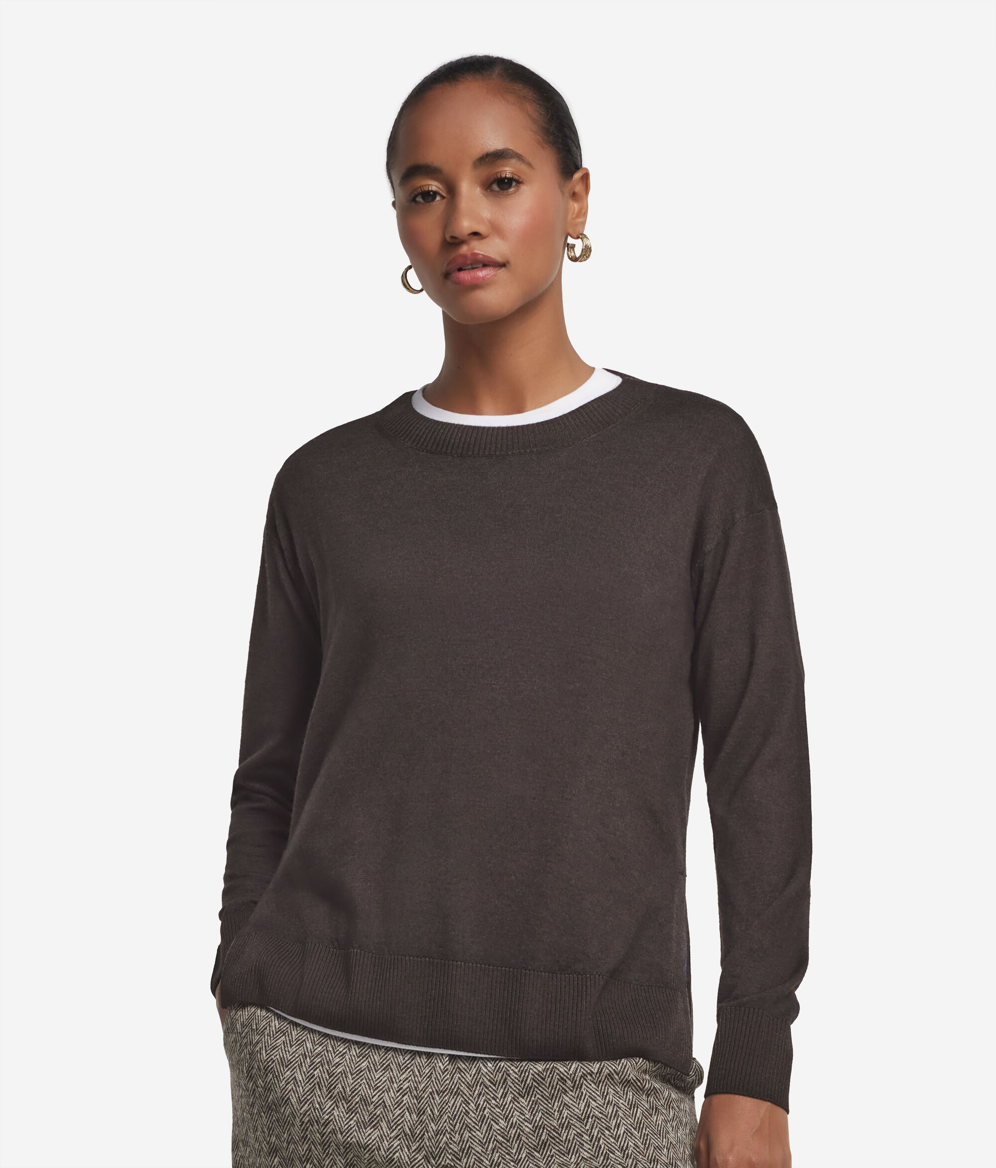 Maglia girocollo con spacchi in Cashmere Ultrafine