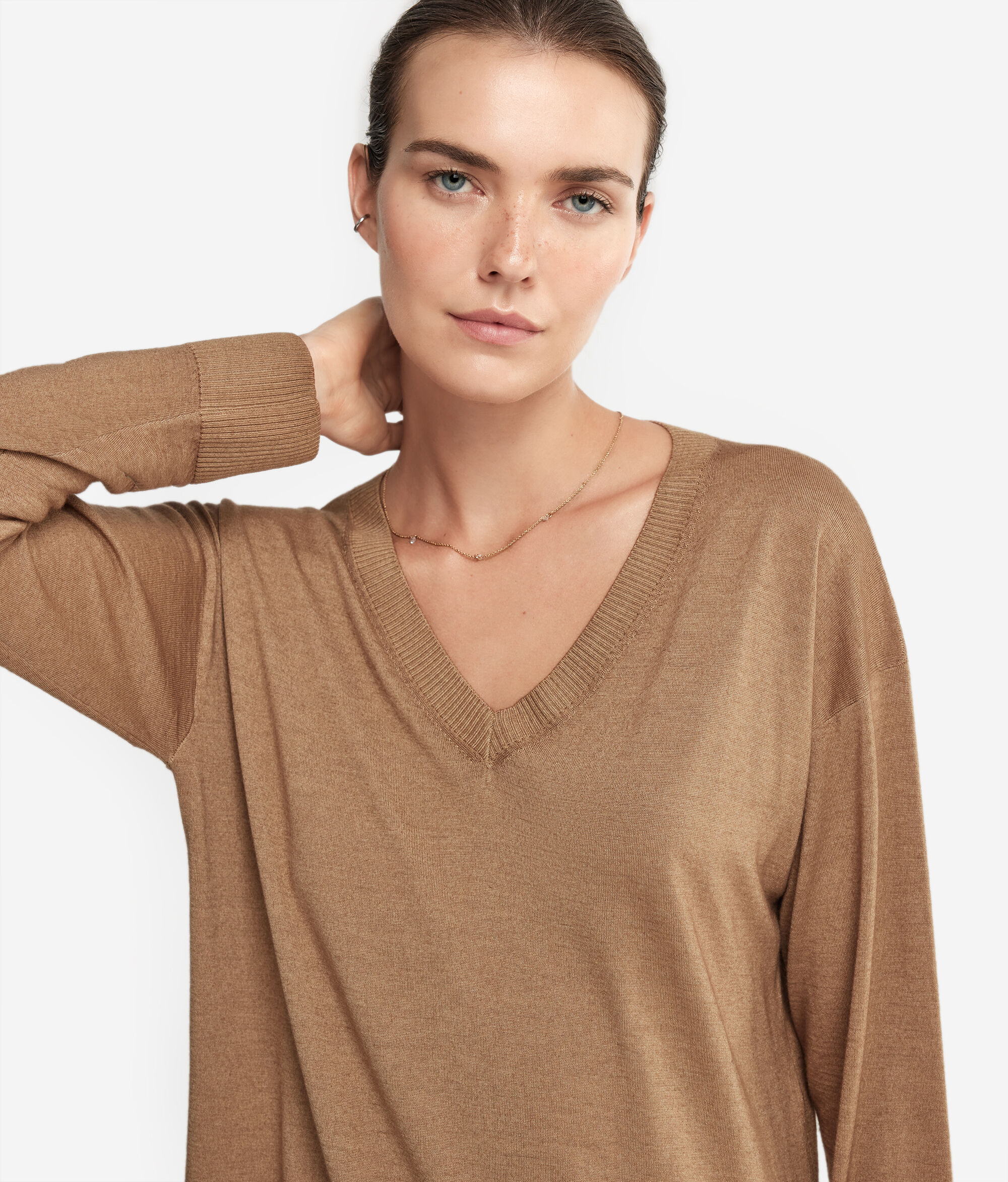 Maglia a scollo a V in Cashmere con spacchi