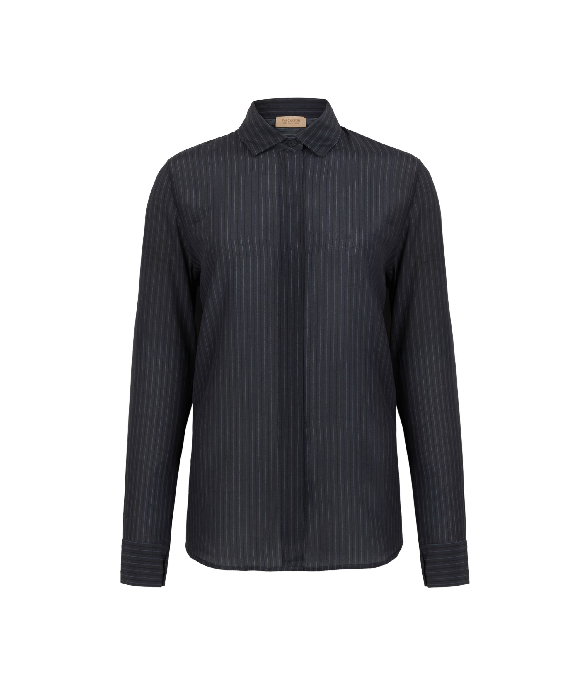 Camisa con cuello de seda estampada