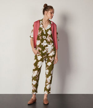 Printed Silk Cigarette Trousers