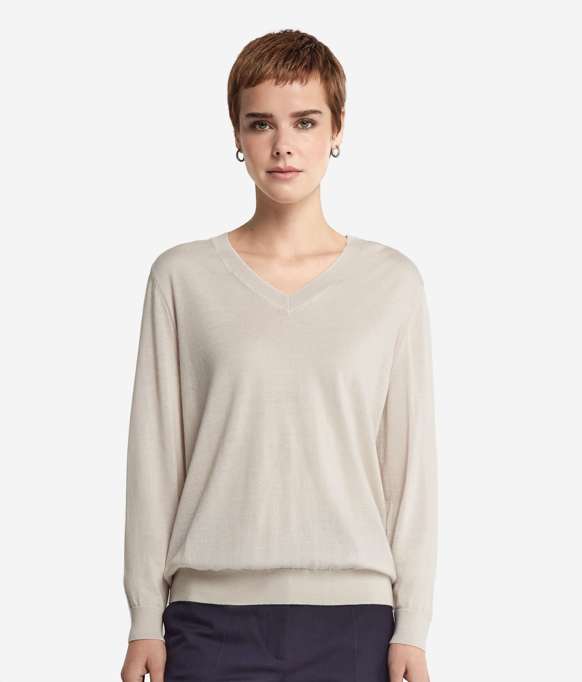 Pull à col V en cachemire ultra-fin
