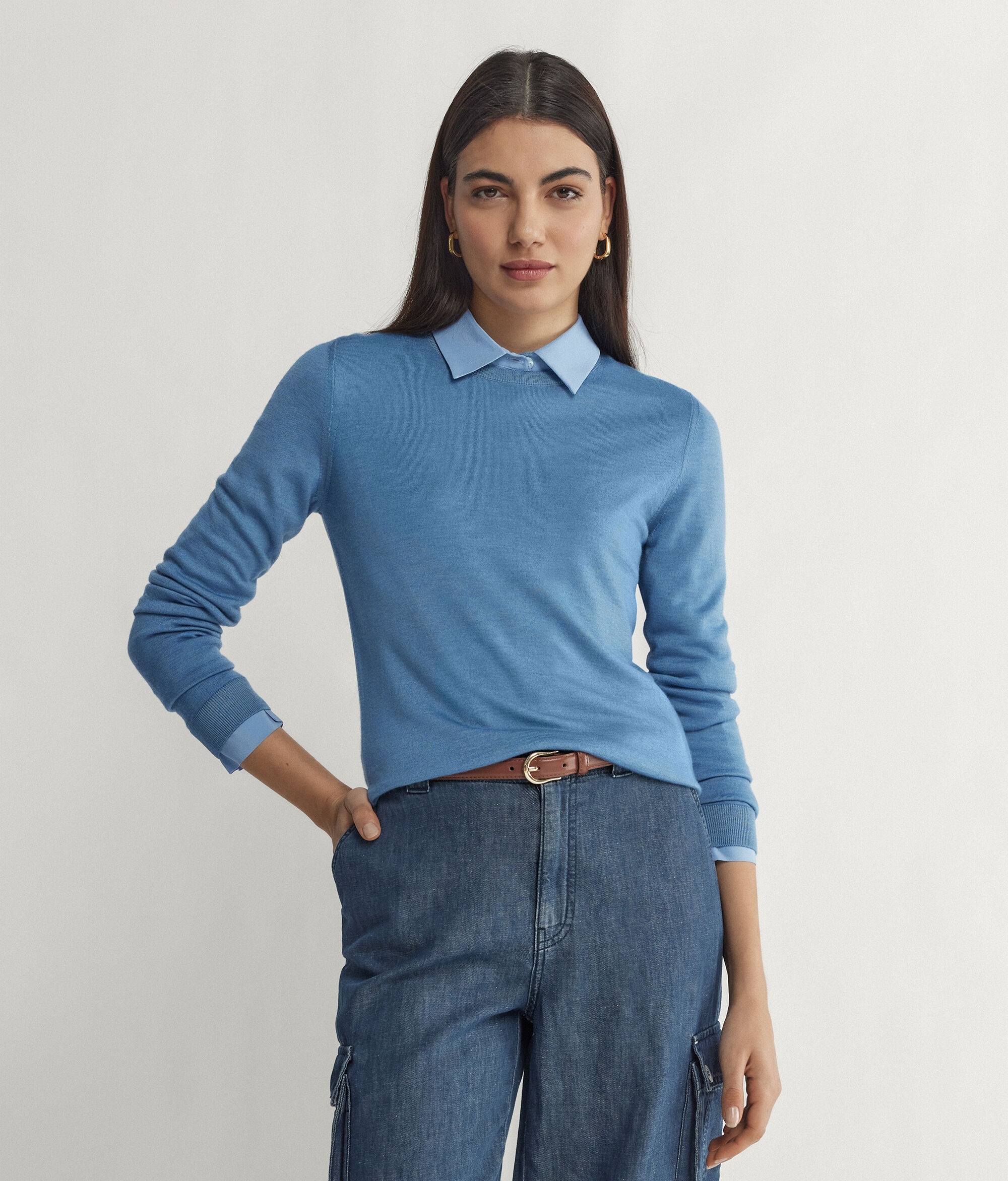 Camisola com Decote Redondo em Ultrafine Cashmere