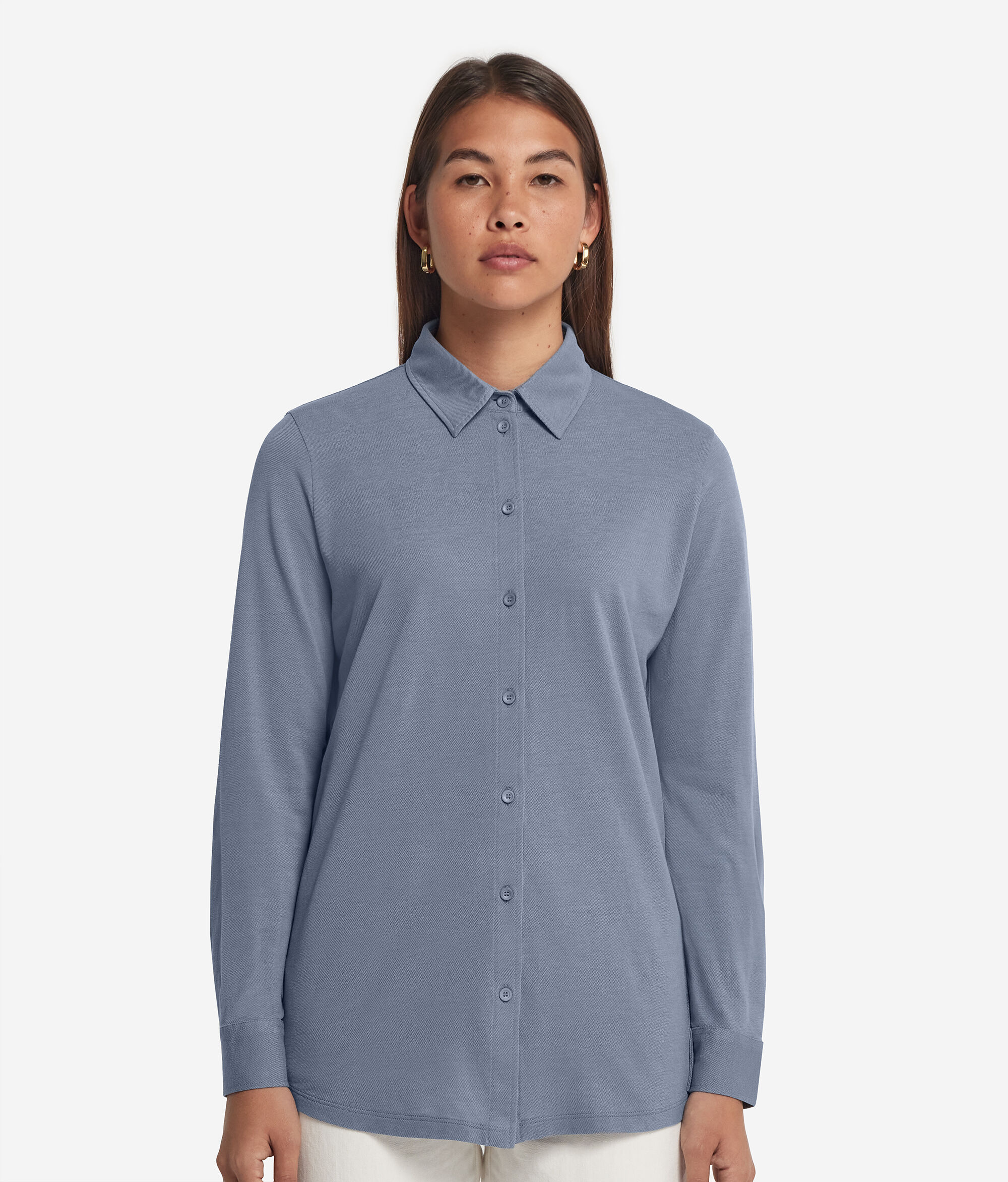 Cotton and Silk Long-Sleeved Piqué Shirt