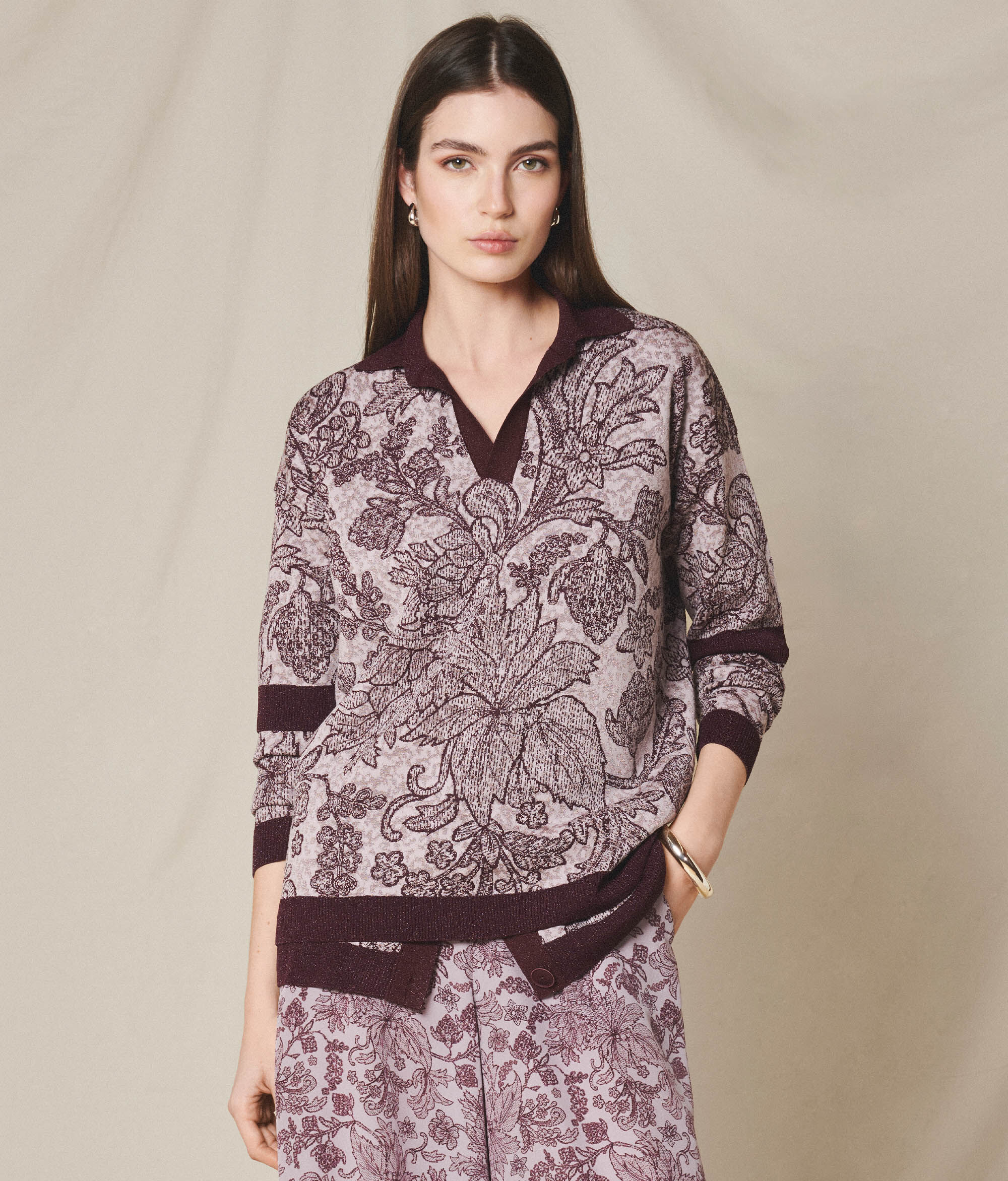 Botanical jacquard polo shirt