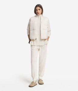 Piumino smanicato reversibile con trecce in cashmere - WHITE