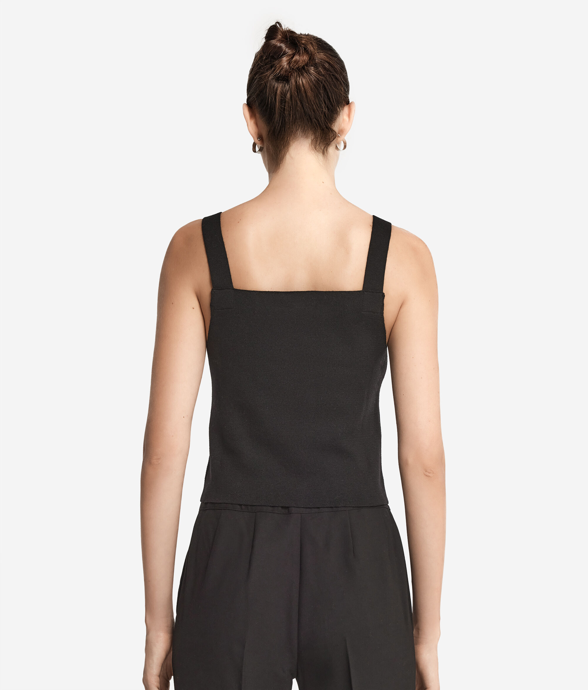 Crop Top Punto Stoffa in Lana