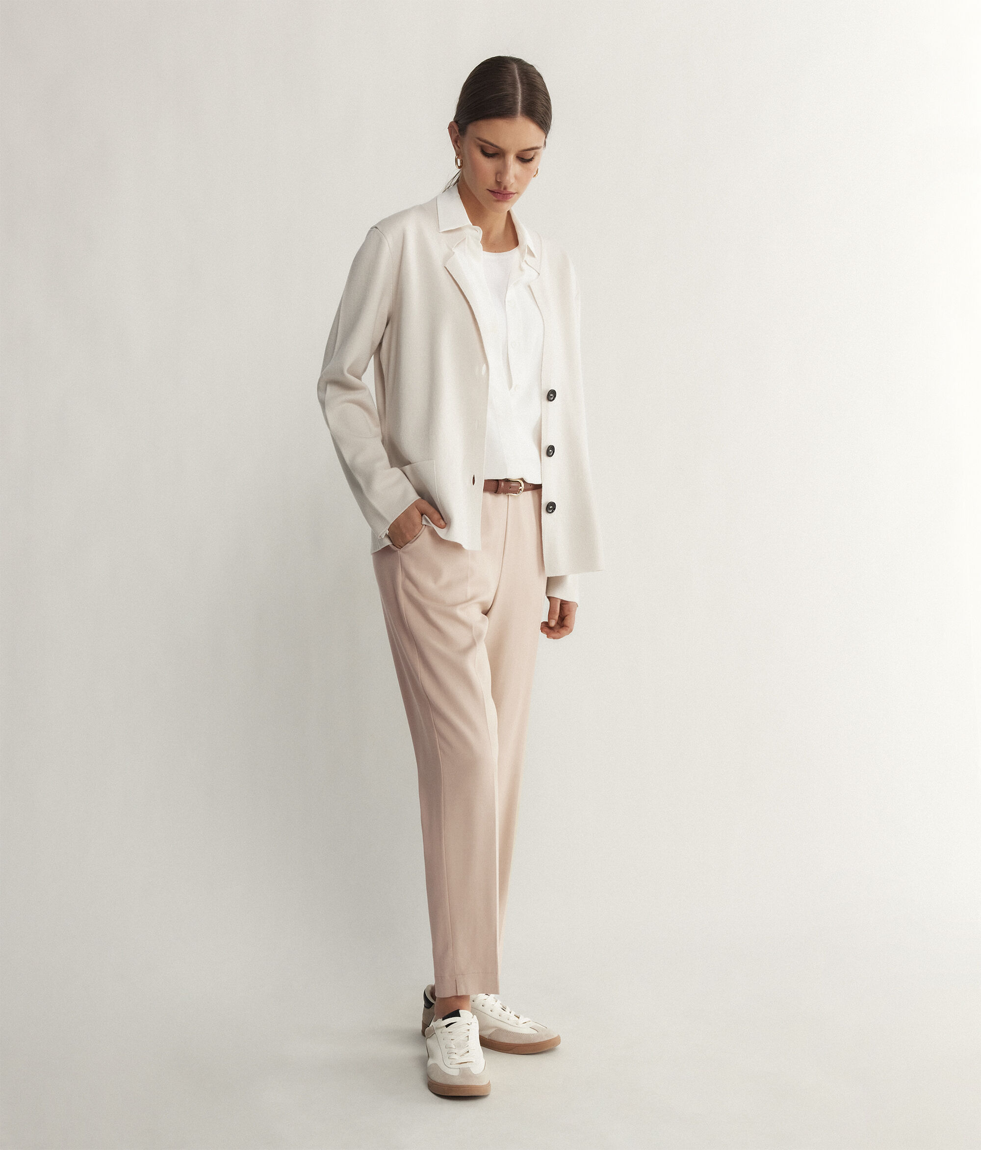 Viscose and Wool Cigarette Trousers