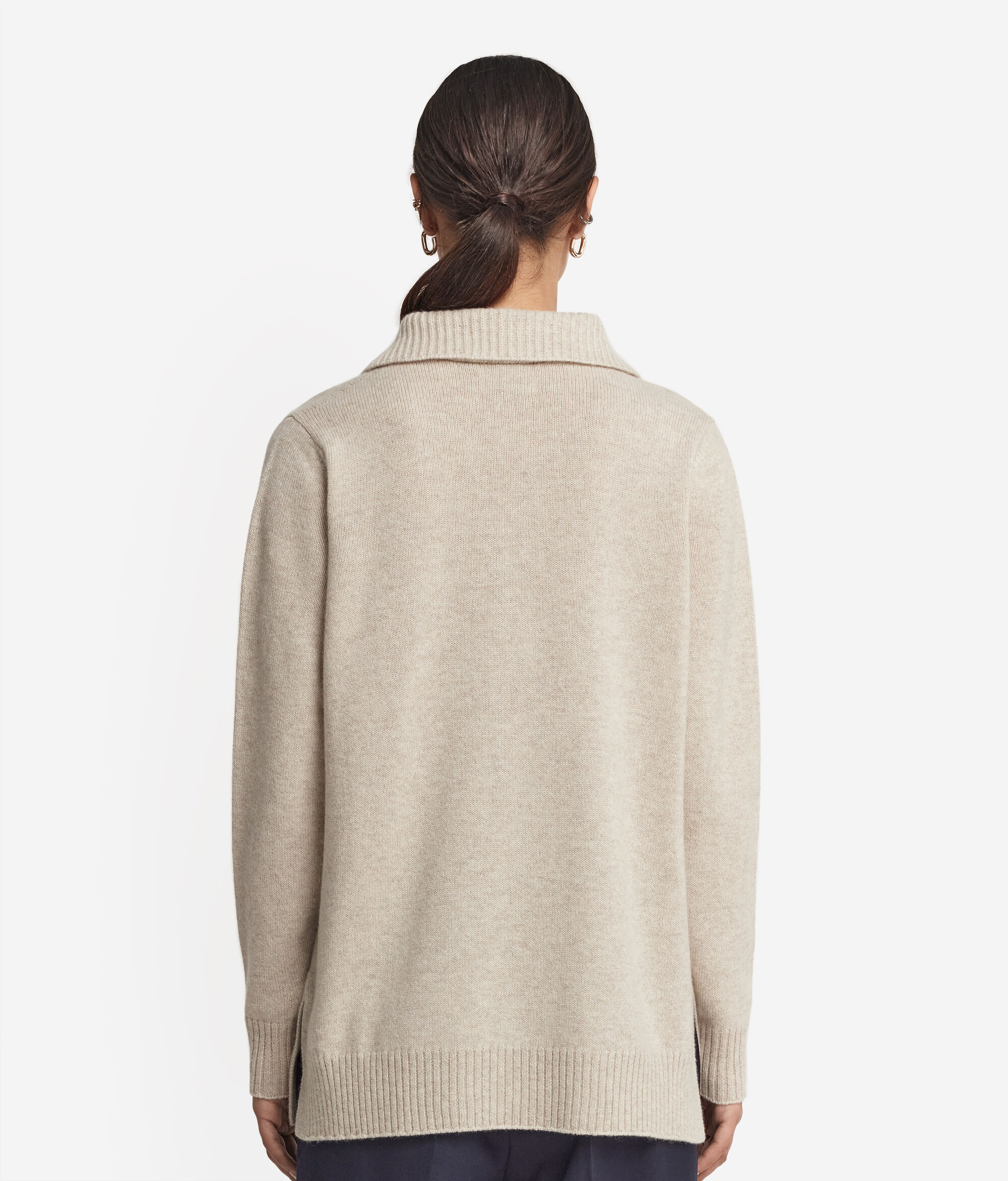 Ultrasoft Cashmere High-Neck Collar Jersey with Zip