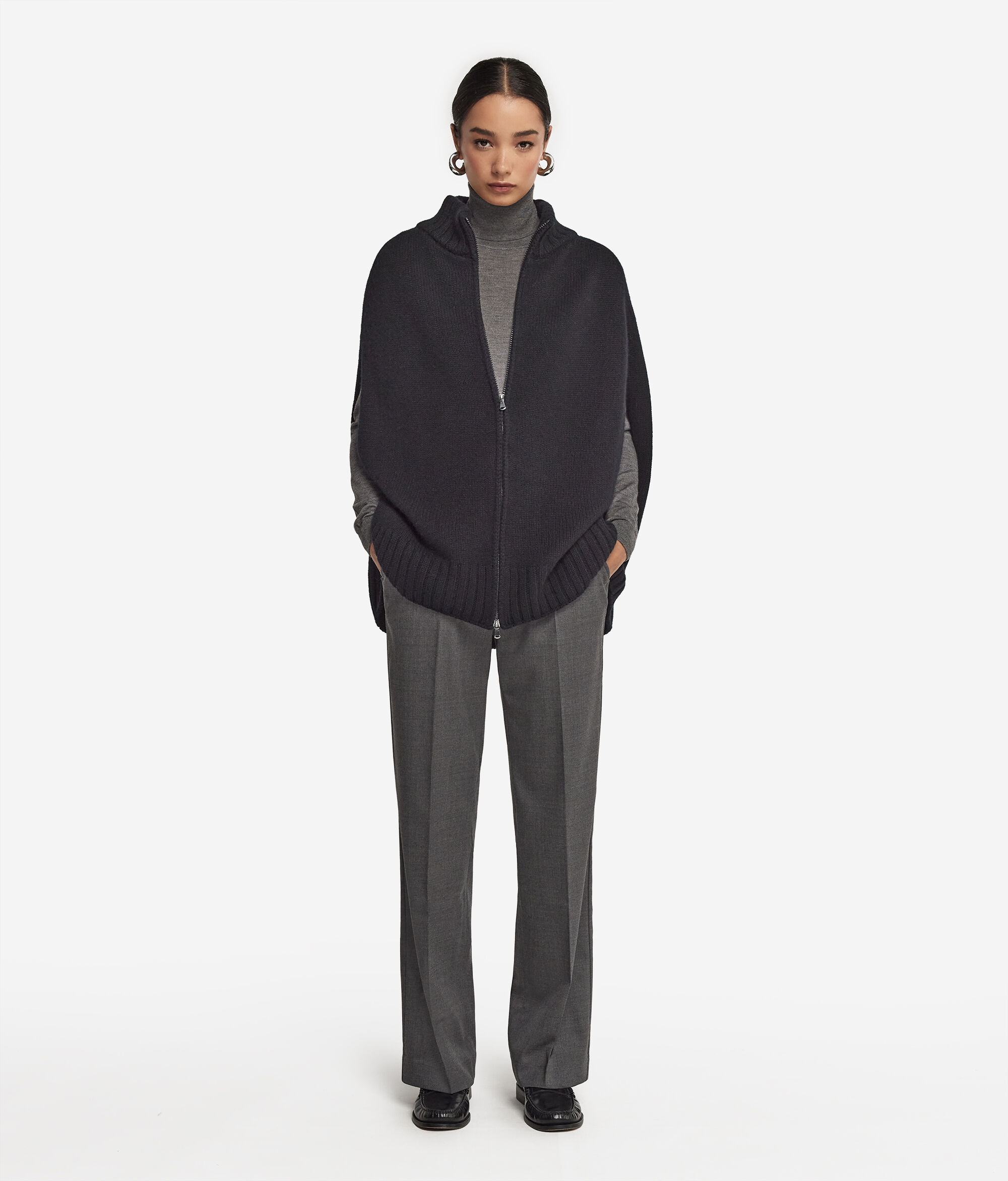 Ultrasoft Cashmere Zip-Up Cape