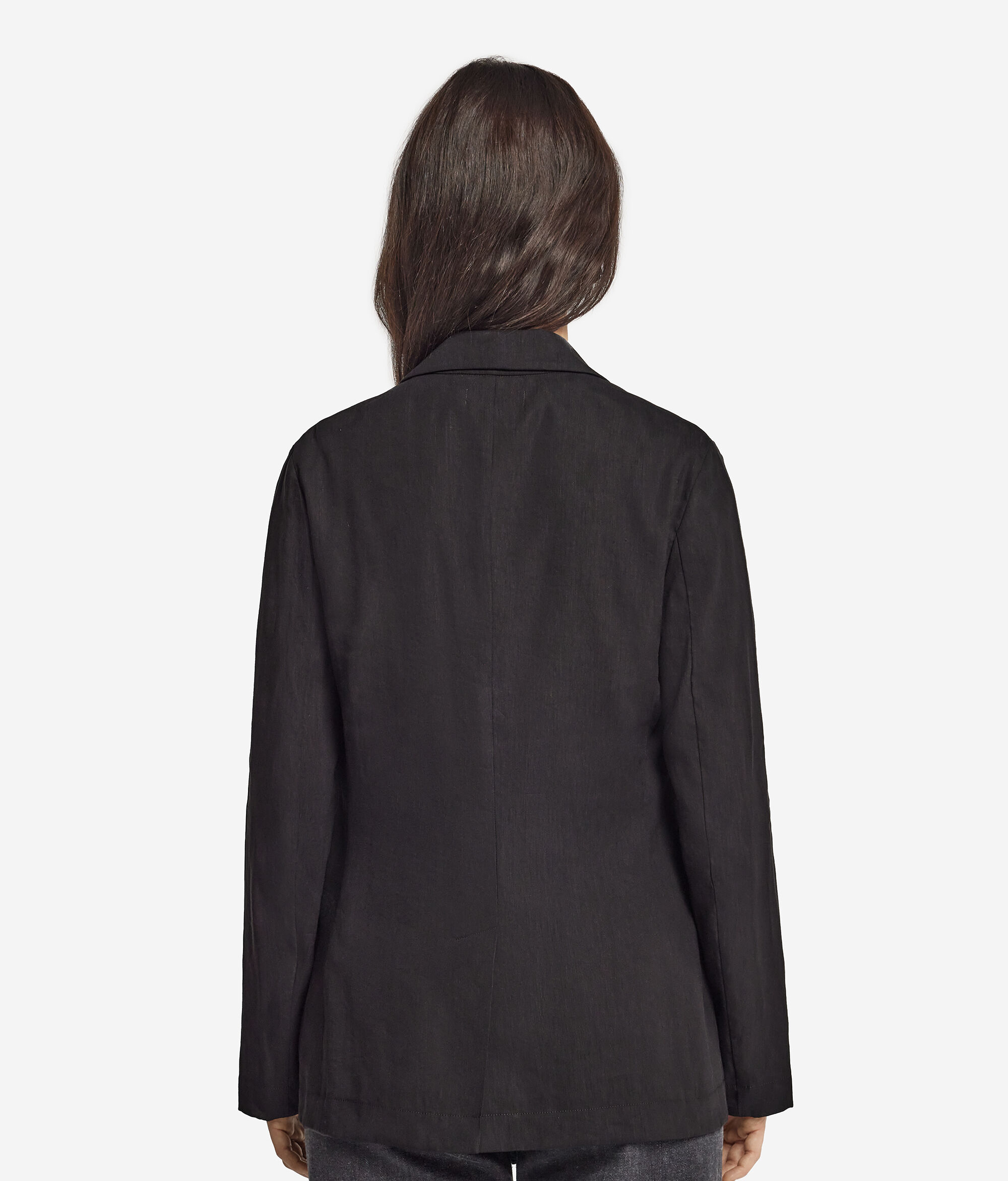 Veste à boutonnage simple en lin et viscose