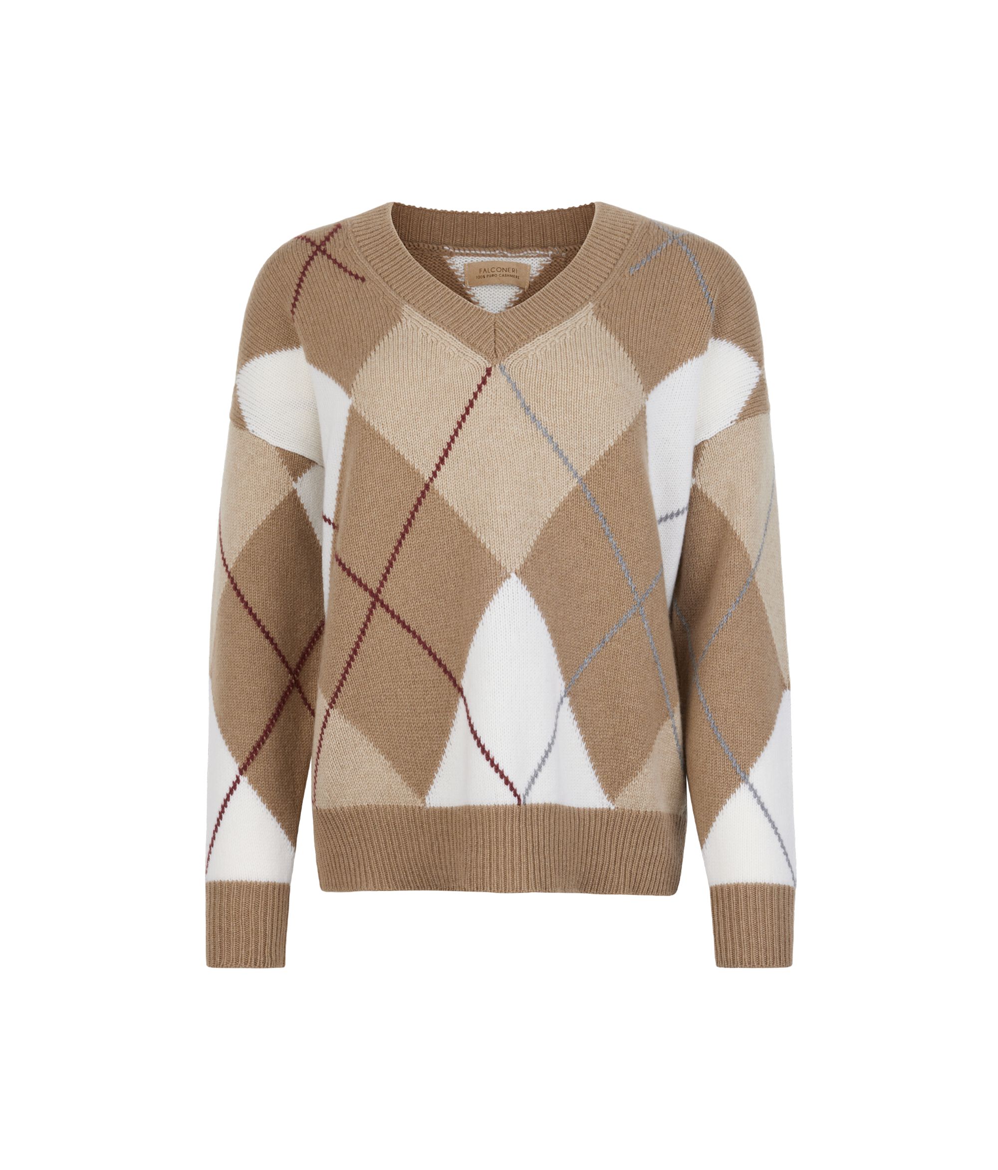 Ultrasoft Cashmere Diamond Pattern V-neck Jumper