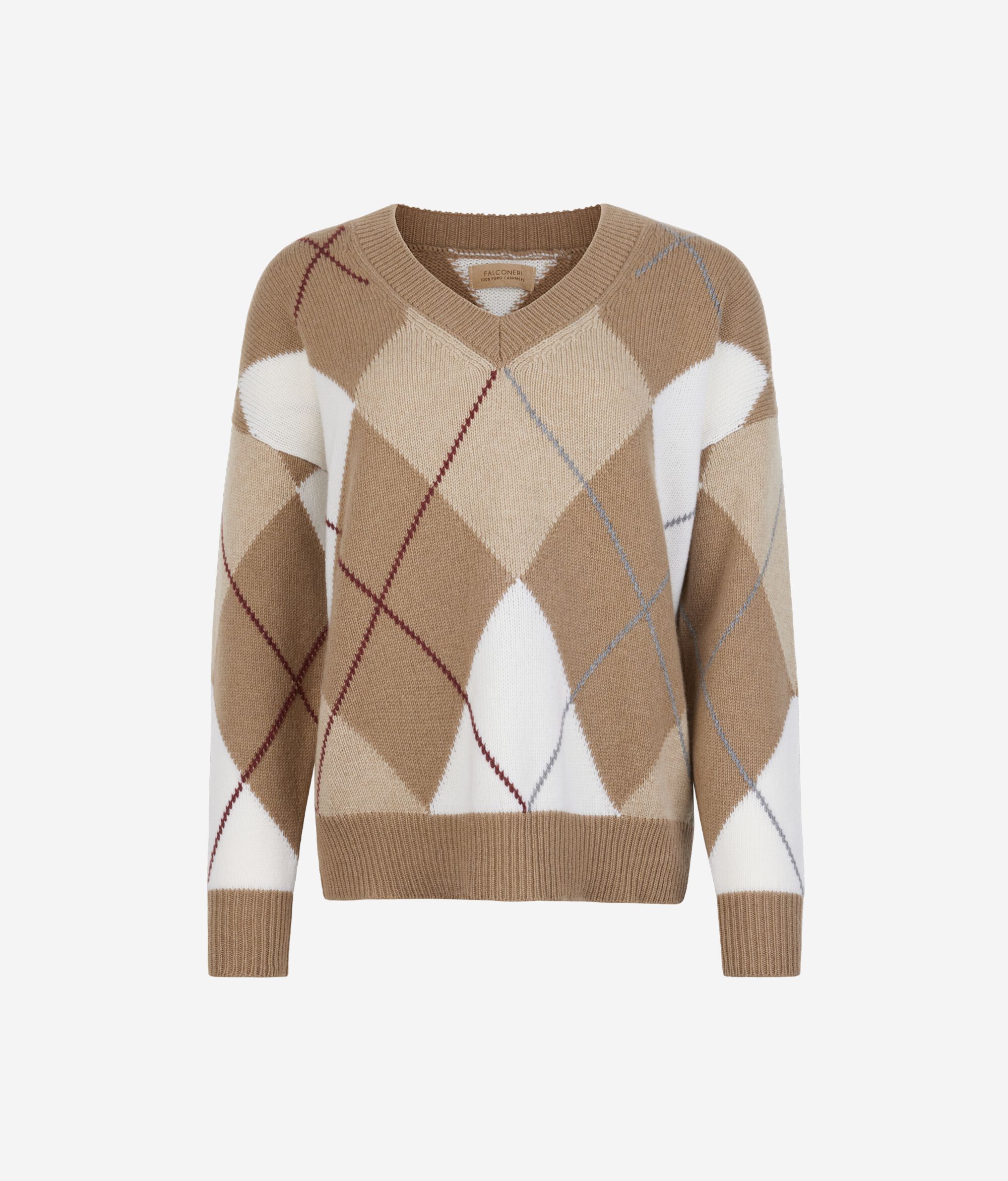 Ultrasoft Cashmere Diamond Pattern V-neck Jumper