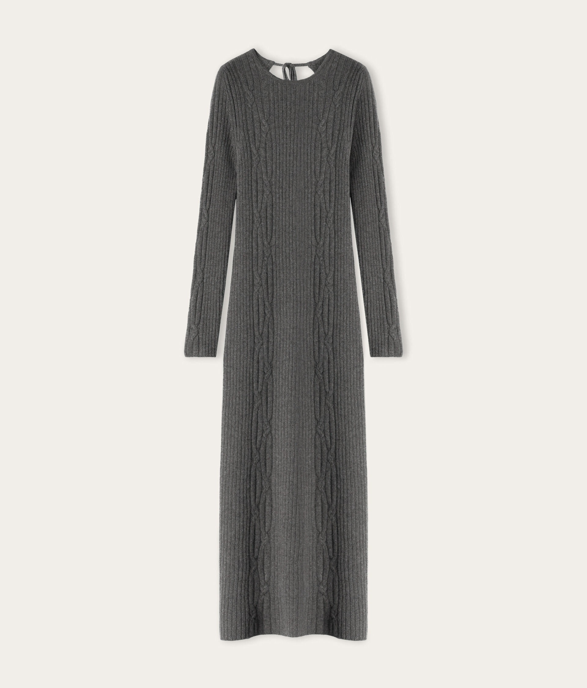 Geripptes Kleid mit Flechtrippenmuster aus Kaschmir