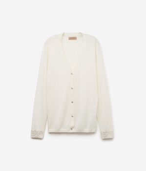 Ultrafine Cashmere Sweater with Rhinestones