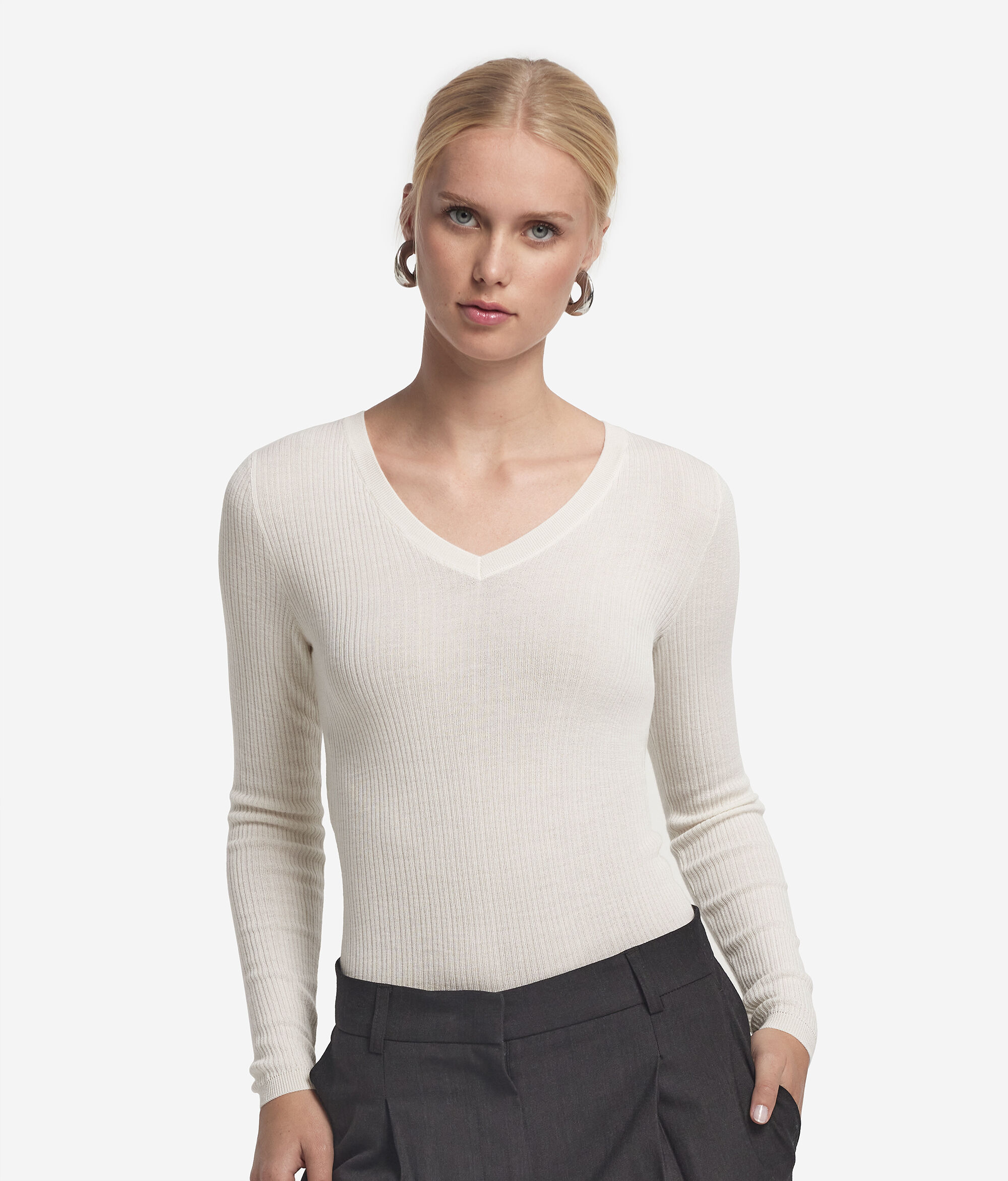Bodi de canalé de Cashmere Ultrafine