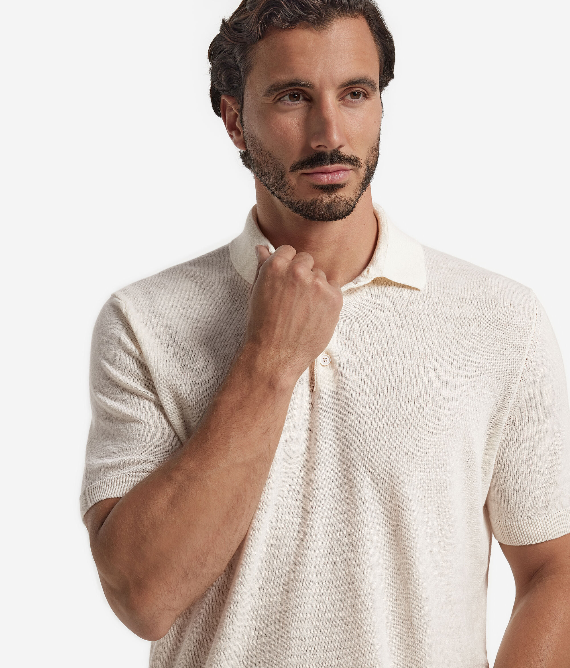 Cotton Linen Short-Sleeved Polo Shirt