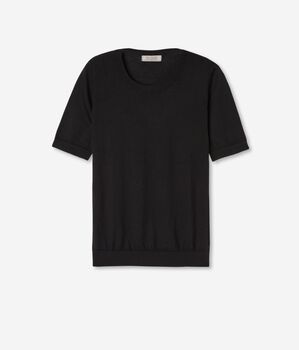 T-shirt à manches courtes et col rond en cachemire ultra-fin