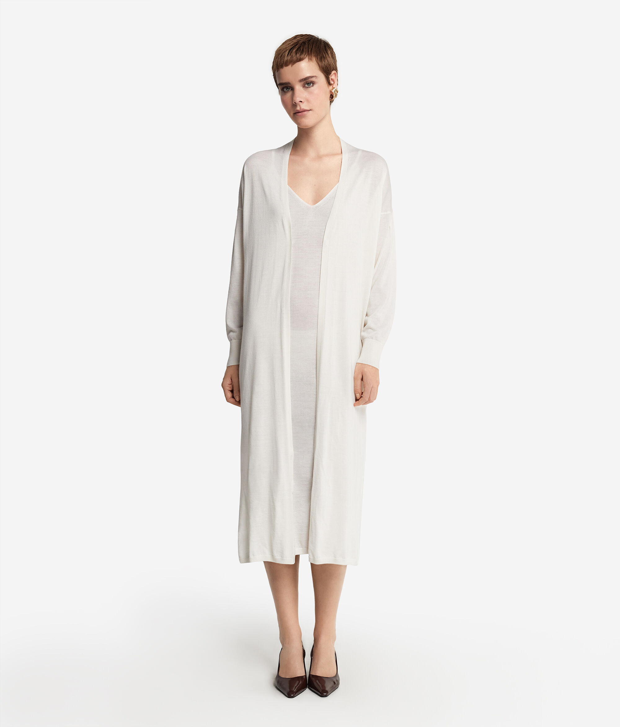 Gilet long en cachemire ultra-fin