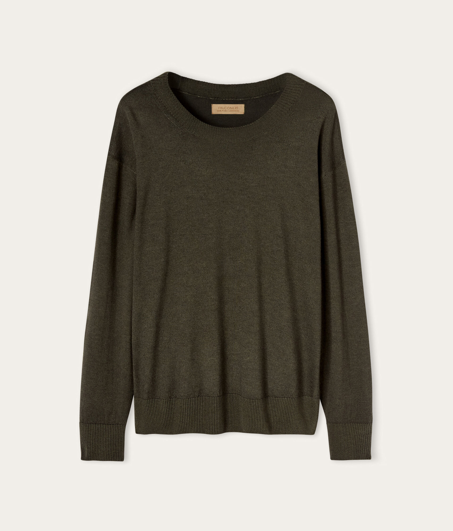 Round-Neck Cashmere Jumper with Slits