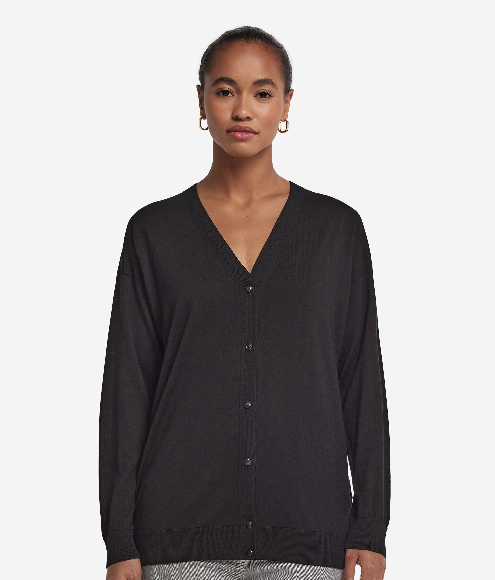 Cardigan a Maniche Lunghe in Seta Cotone