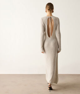 Abito a coste intrecciate in cashmere - NUDE