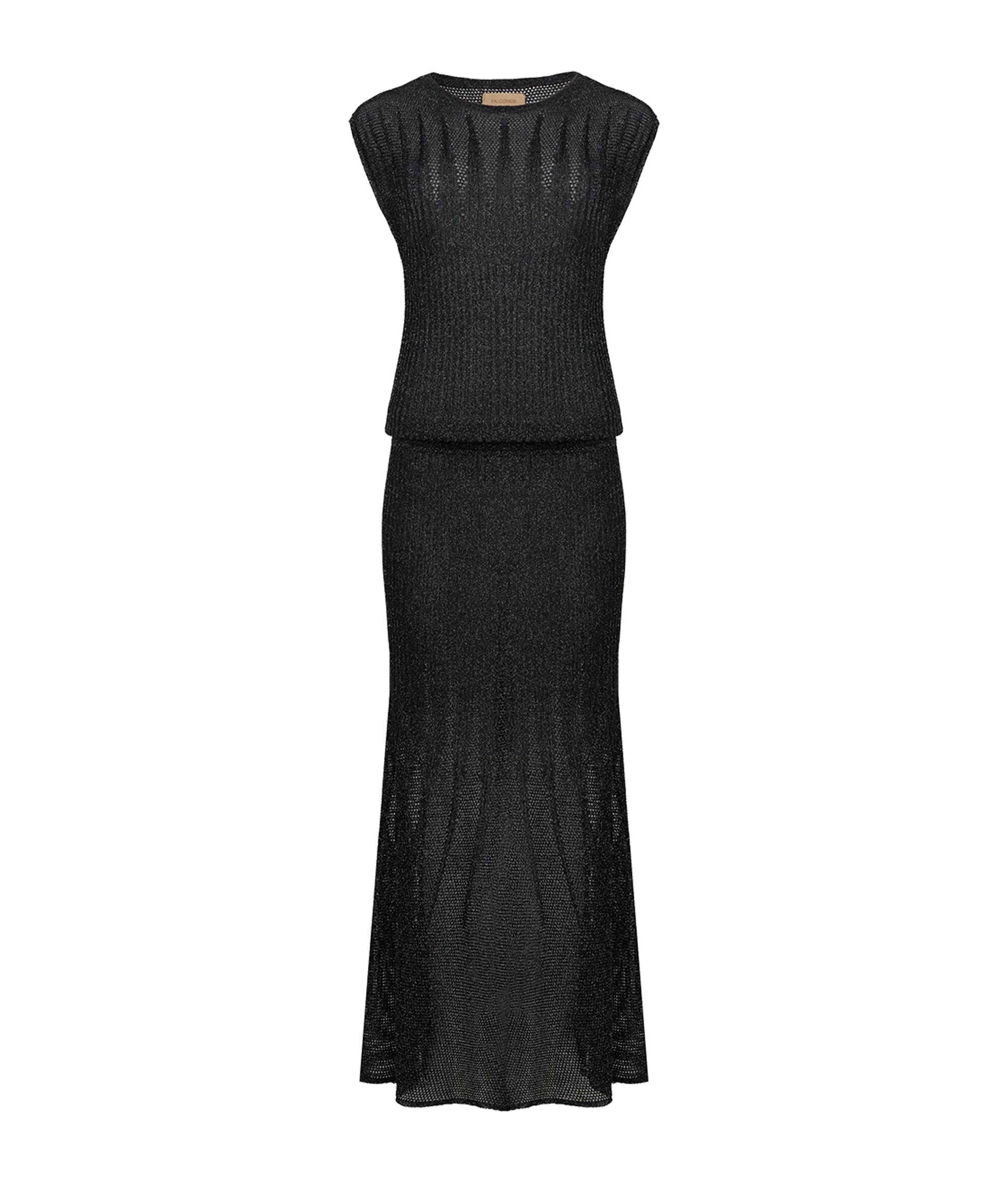 Langes Kleid mit Keilstichmuster