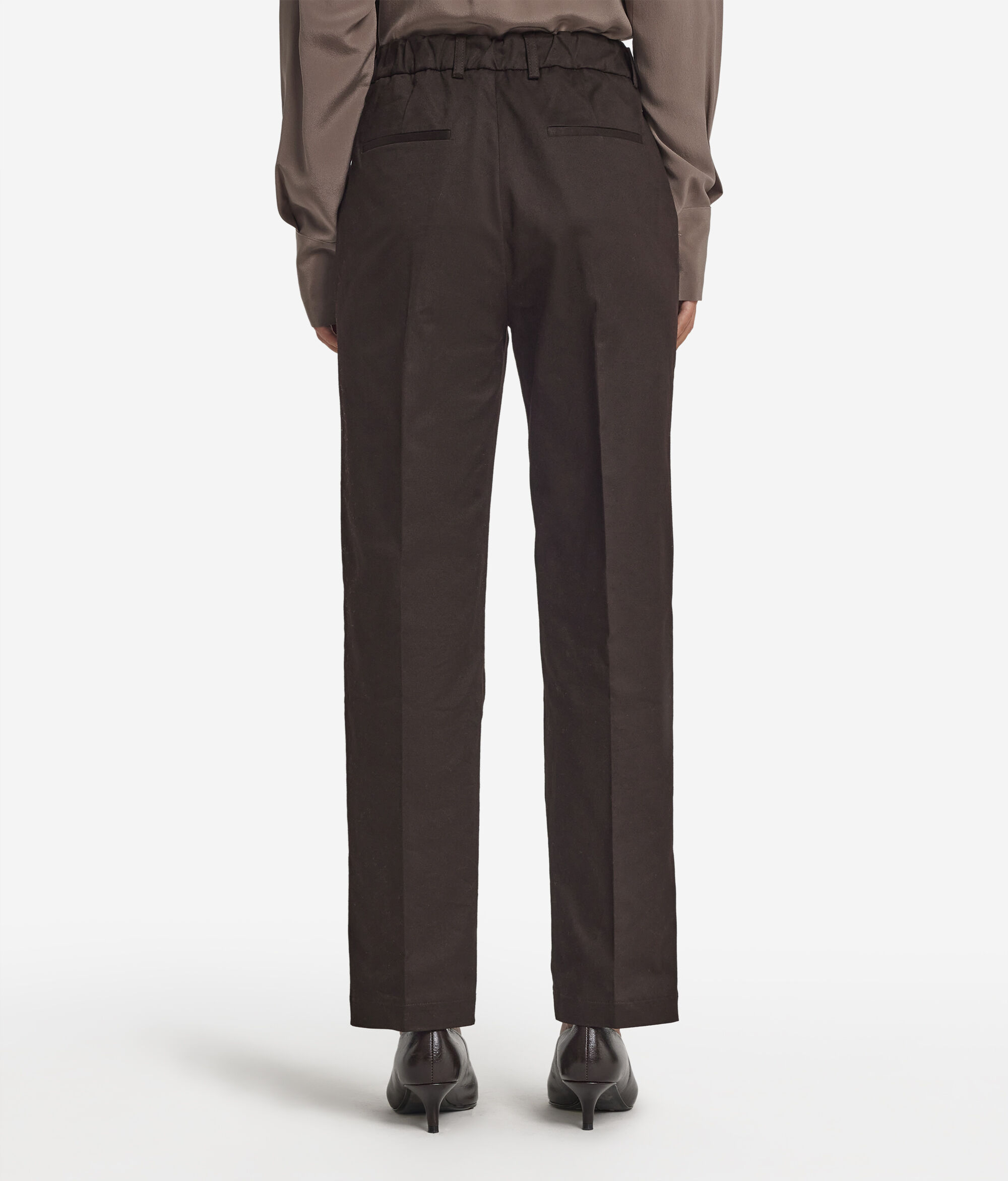 Pantalon cigarette en coton et cachemire